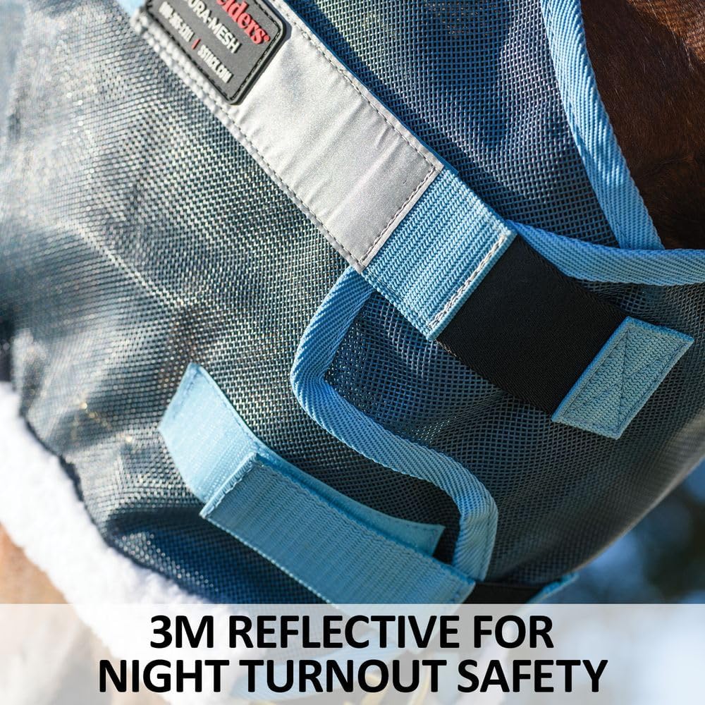 Schneiders Dura-Mesh II Fly Horse Mask with Ears | Reflective Safety Strips | 1000D Poly Vinyl Mesh | 70% UV Protection