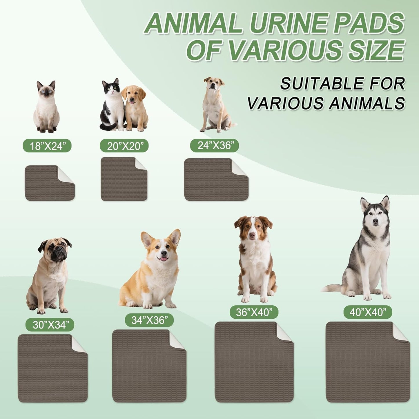 Washable Pee Pads for Dogs, 2 Pack Reusable Puppy Pads Dog Pads, Non-Slip Dog Pee Pads, Leakproof Pet Pee Pads Wee Wee Pads for Dogs. (Coffee, 40"x40"(Pack of 2))