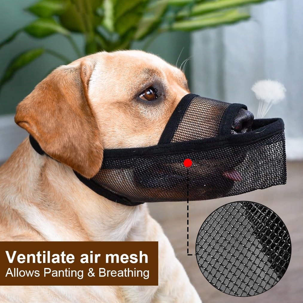Crazy Felix Nylon Dog Muzzle for Small Medium Large Dogs Dachshund Beagle Poodle Labrador, Air Mesh Breathable and Drinkable Pet Mouth Cover for Anti-Biting Chewing Scavenging(Black,S)