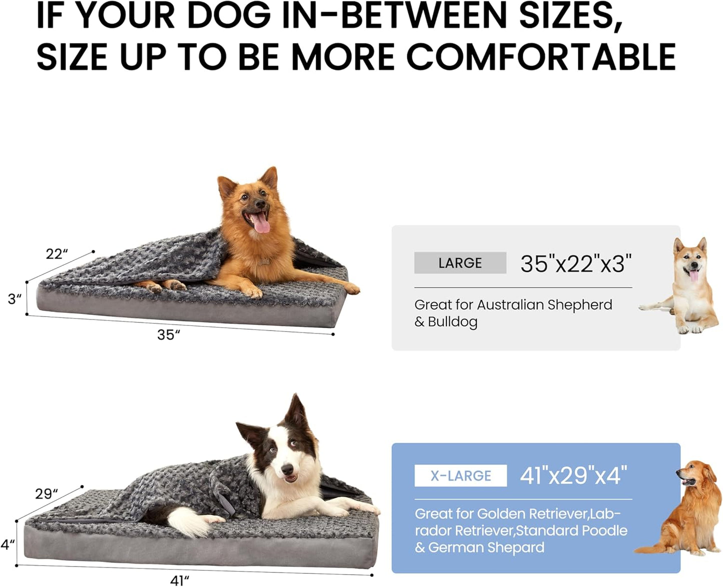 Orthopedic Memory Foam Bed for Large Dogs, Waterproof Cooling Pet Mats for Crate with Removable Washable Cover,Ideal for Arthritic Dogs (X-Large-41"x 29" x 4", Rose Plush+Blanket)