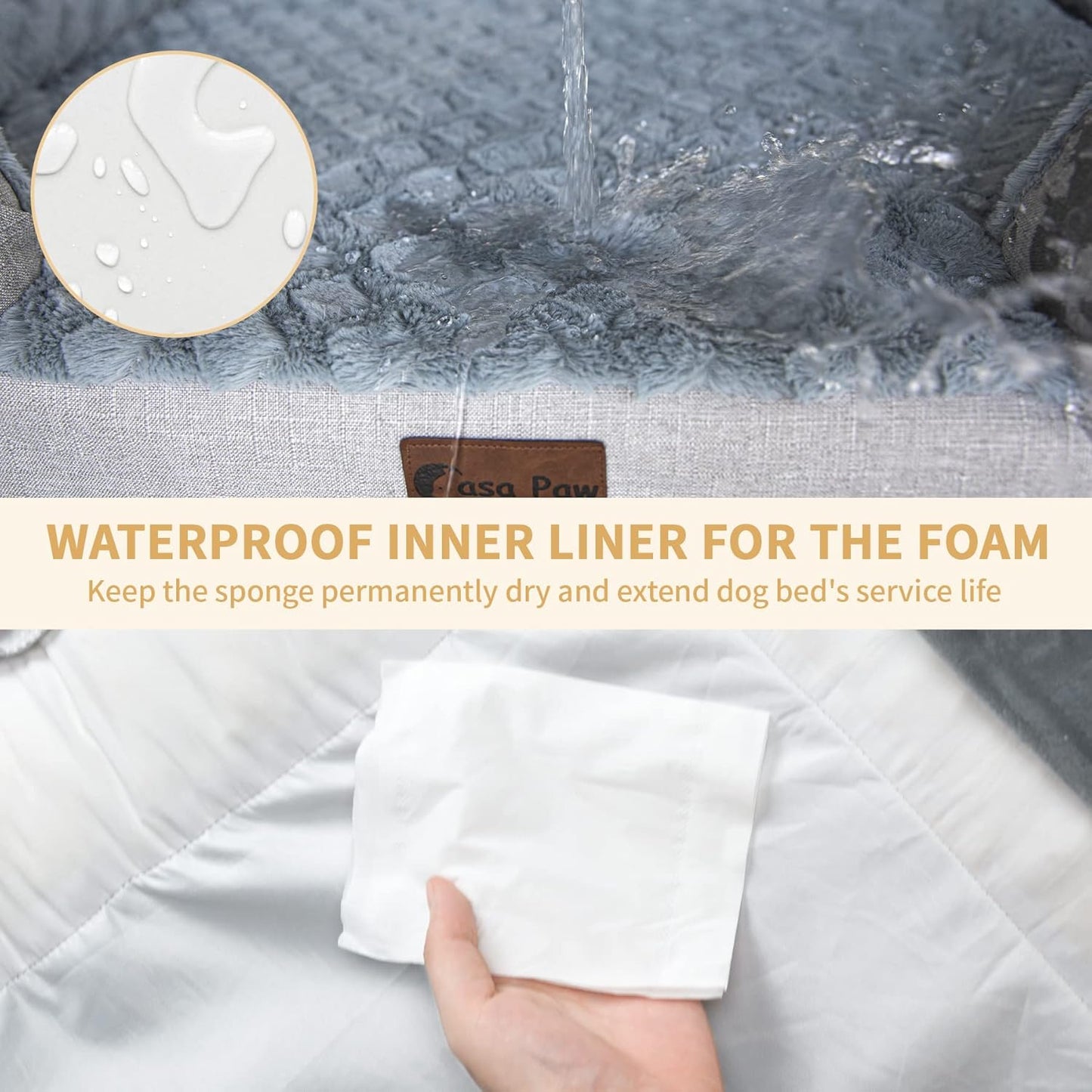 Orthopedic XL Dog Bed for Extra Large Dogs, Waterproof Memory Foam Dog Beds with Sides, Non-Slip Bottom and Egg-Crate Foam Big Dog Couch Bed with Removable Washable Cover(X-Large,Dark Grey)