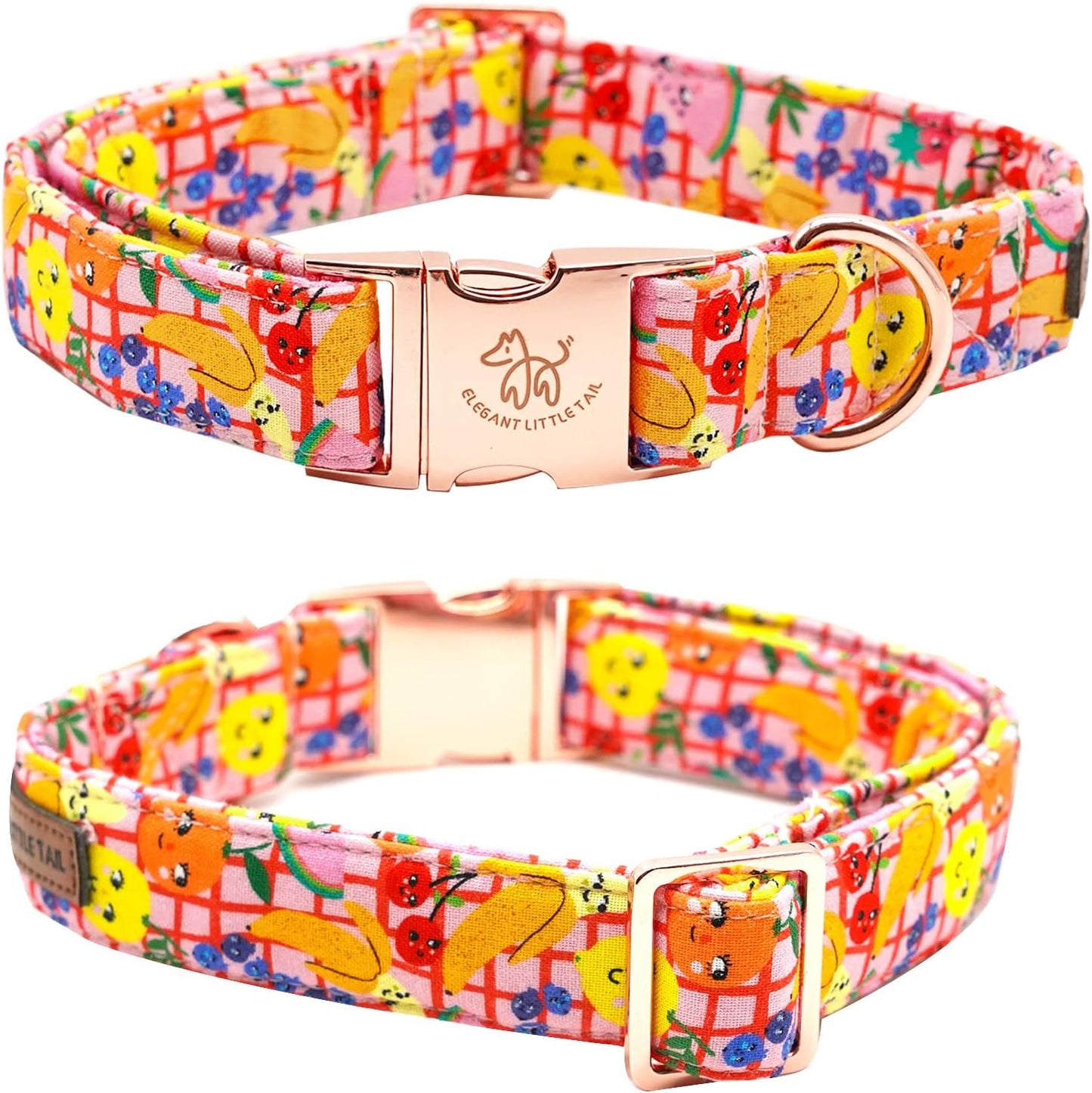 Elegant little tail Dog Collars with Bow - Fruit Print Dog Collar Cute Bowtie Girl Boy Pet Collar for X-Small Puppy