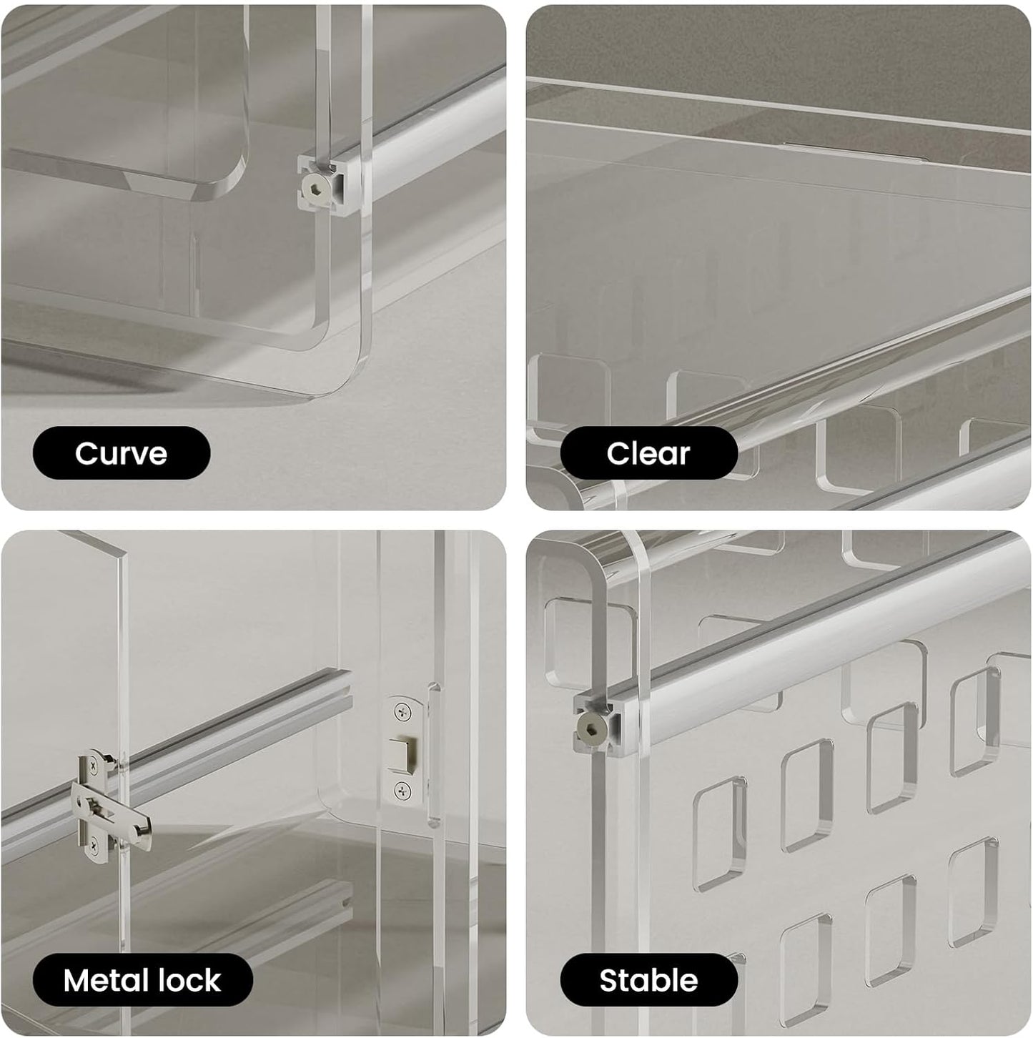 Sumerflos Clear Acrylic Dog Crate - Modern Dog Kennel Furniture, Indoor End Table Dog Crate Lockable Ventilated for Most Small Dog Cat Pet, 21.65" L x 15.74" W x 17.71" H