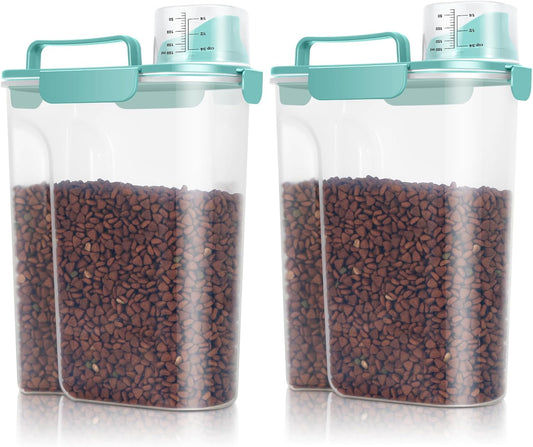 TBMax Pet Food Storage Containers 2 Pack 10 to 14 Lbs Airtight Dog Food Container Dispenser with Large Spout & Portable Handle, Travel Dog Treat Cat Food Storage Bin Bird Seed Container
