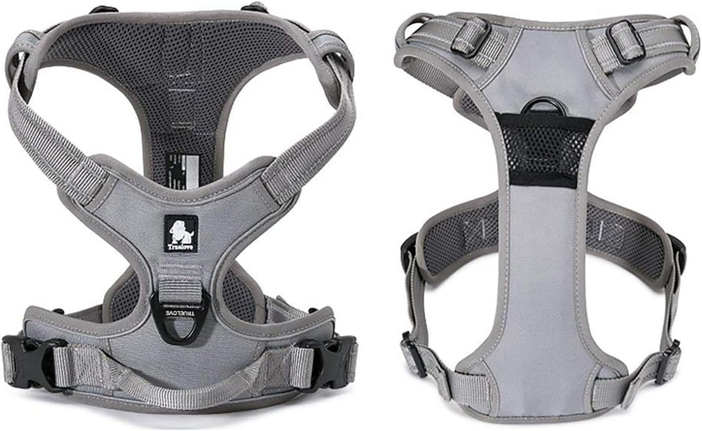 TRUE LOVE Adjustable No-Pull Dog Harness Reflective Pup Vest Harnesses Comfortable Control Brilliant Colors Truelove TLH5651(Gray,XL)