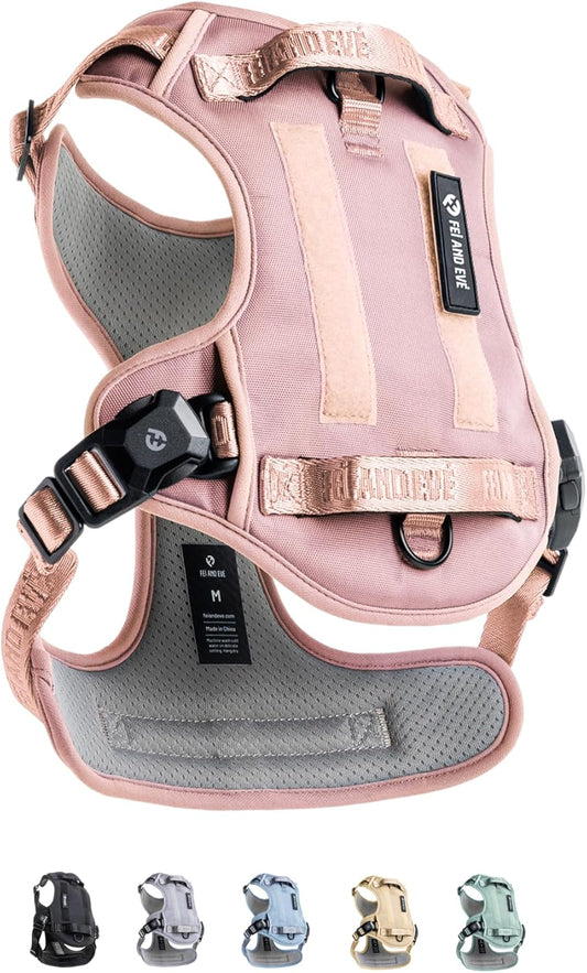 2025 New Edition, Fei & Eve MagEase Dog Harness - 3-Second Magnetic Buckles | 3-Point No-Pull Control | Heavy-Duty 900D Nylon | Dual Safety Handles | Breathable Mesh | Adjustable Fit | Large, Pink