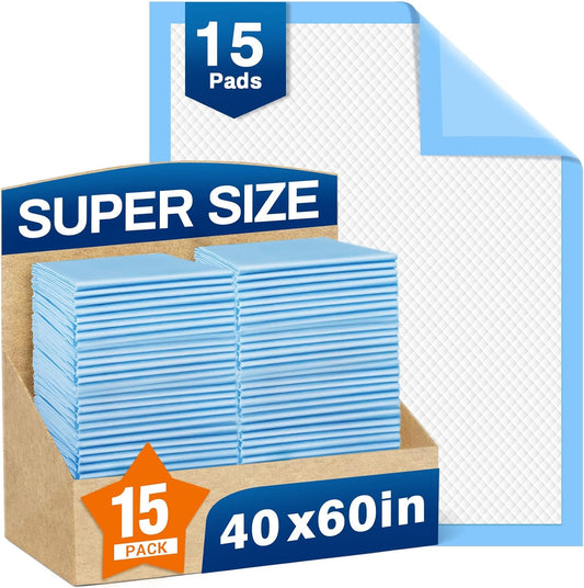 Bed Pads Disposable 40"X60" Super Absorbent Pee Pads, Oversized Underpads for Adults, Elderly, Pets [150x200CM, 15pcs]
