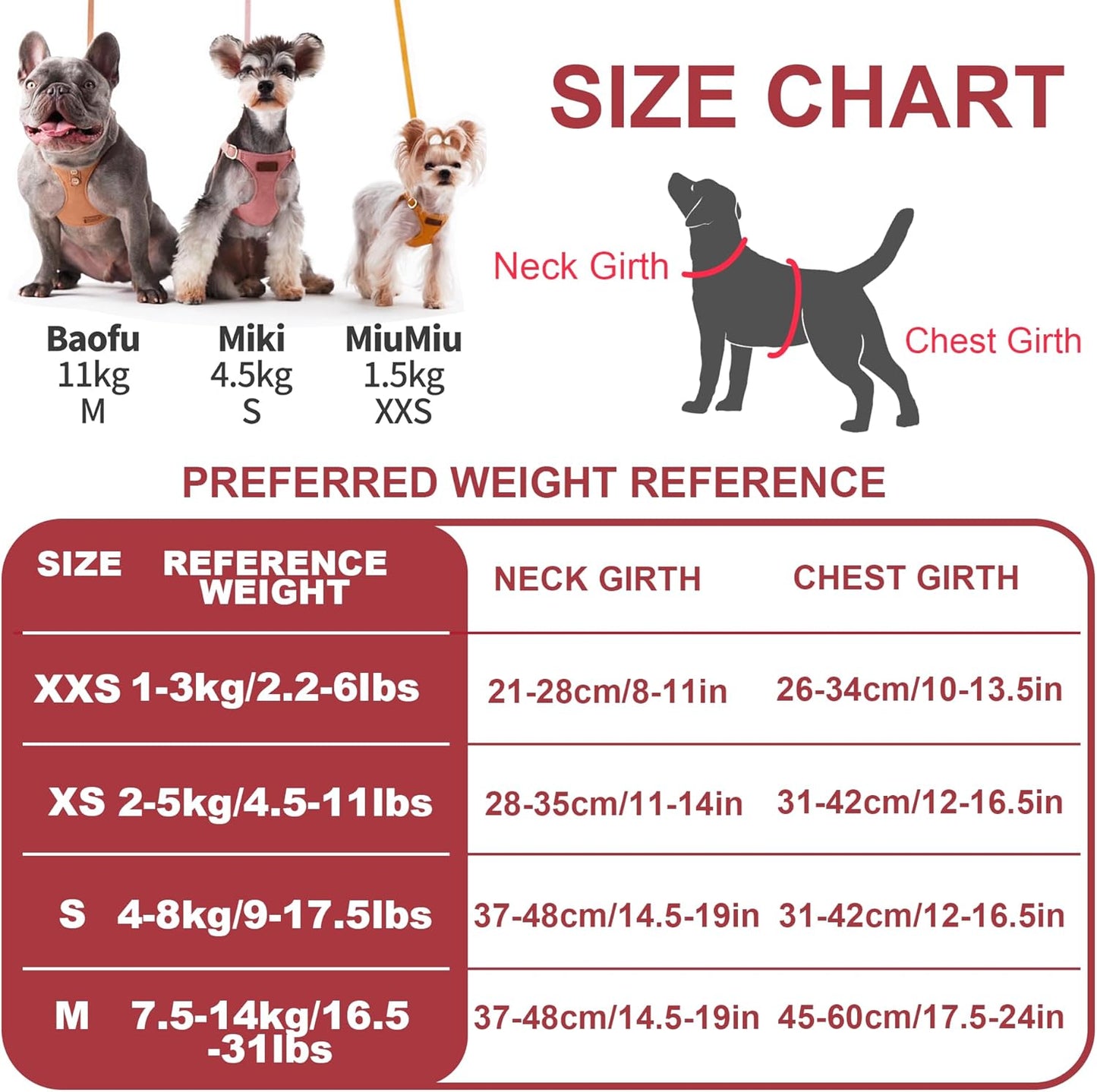 Puppytie No Pull Dog Harness with Multifunction Dog Leash,Soft Adjustable No Choke Escape Proof Pet Harness Vest for Medium Dogs or Large Dogs,red Hawthorn,M