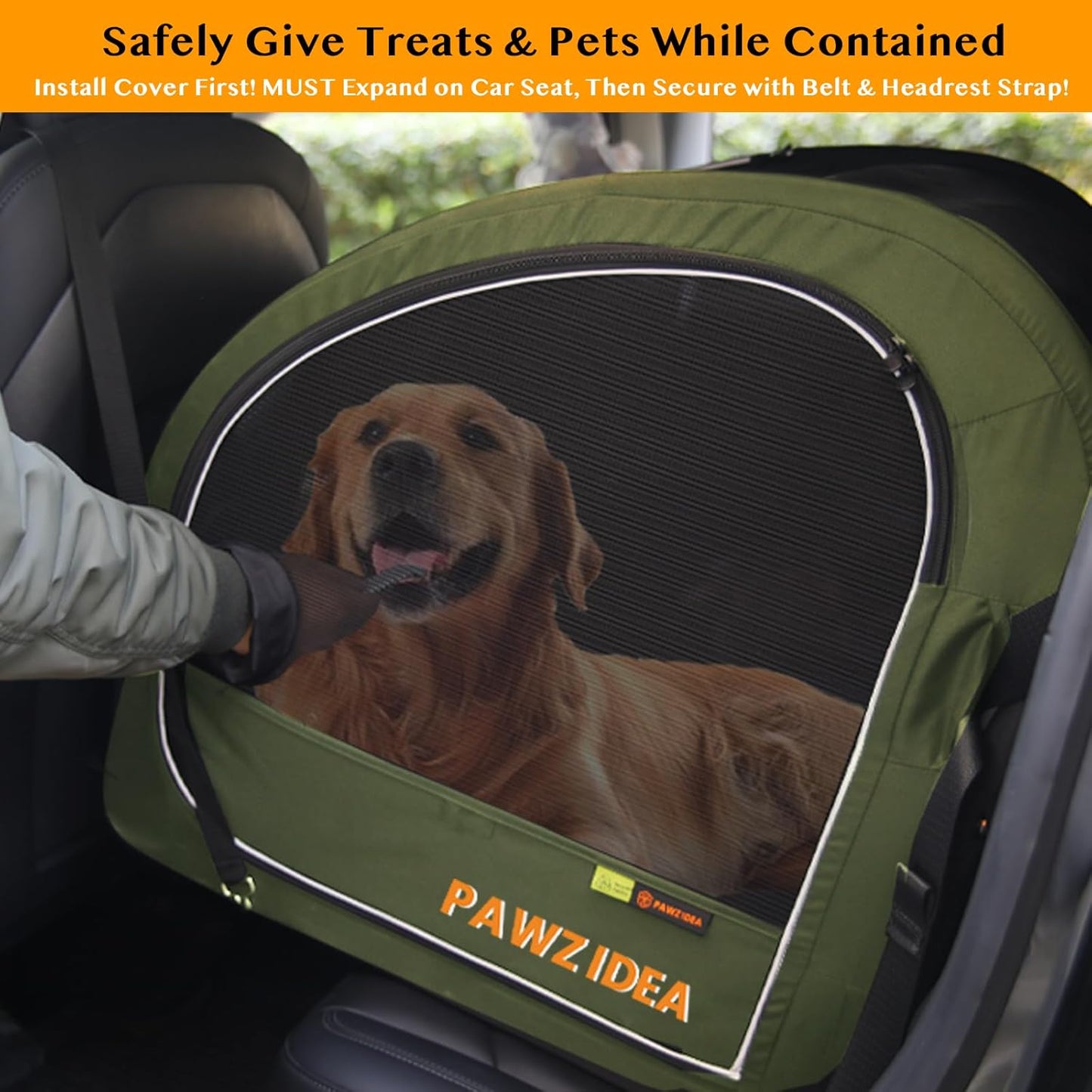 PAWZIDEA Dog Stroller for Large Dogs, Collapsible Pet Stroller with Detachable Carrier, Portable Dog Crate for Car Seat, Adjustable Handle, All-Terrain 9” Wheels, Ideal for Travel & Outdoor Adventures