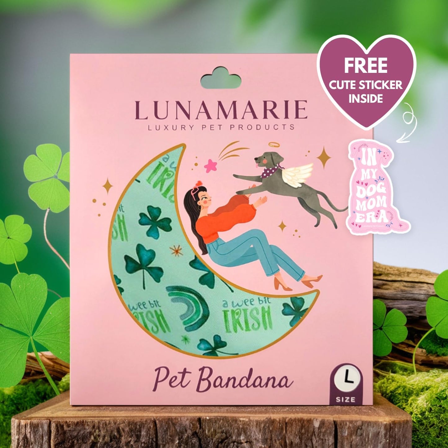 LunaMarie - Luxury Pet Birthday Bandanas -Premium & Silky Poly Fabric | 100% Handmade | Custom Shape Dual Layered (A Wee Bit Irish, X-Small)