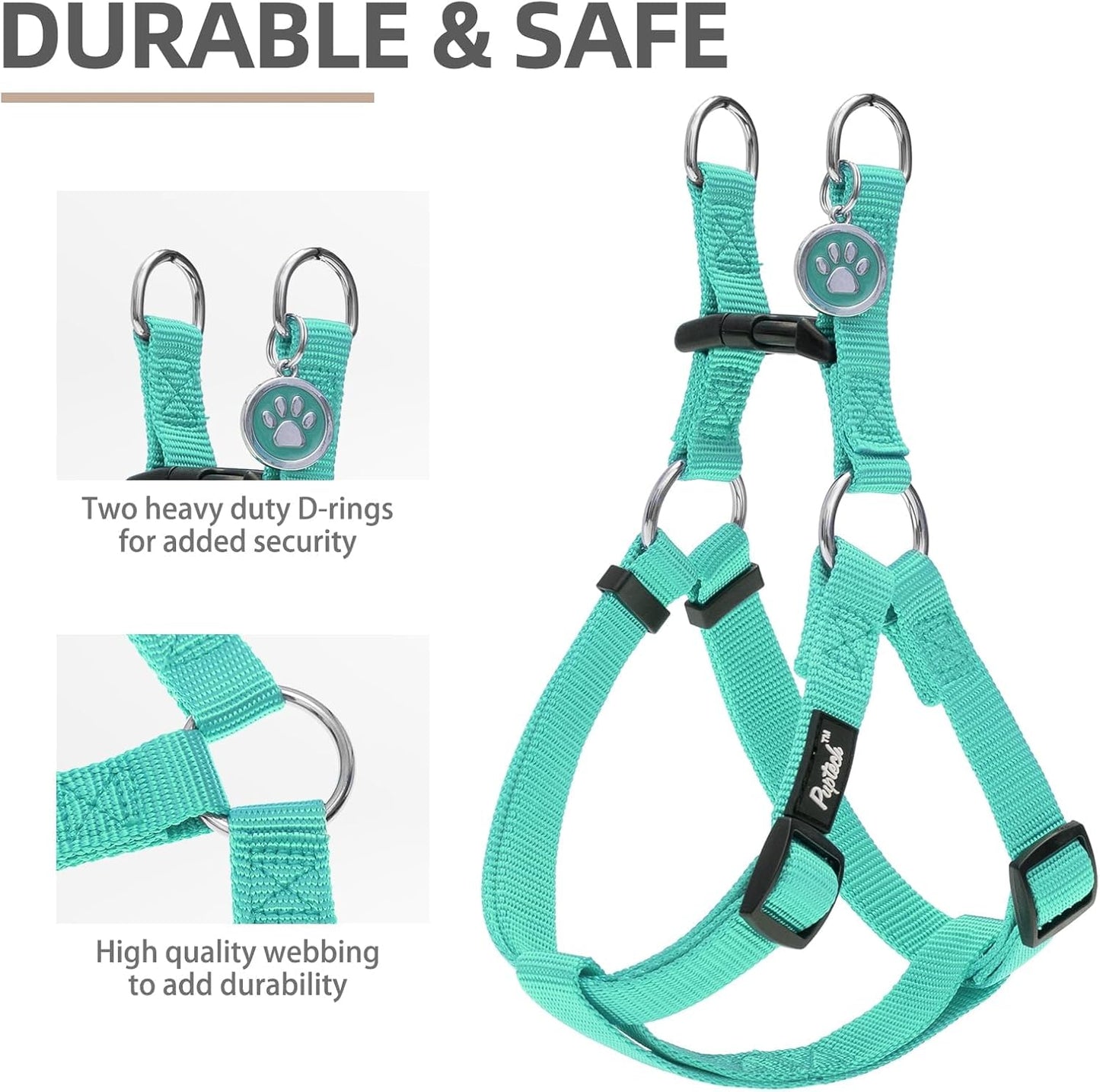 PUPTECK No Pull Dog Harness Soft Adjustable Basic Nylon Step in Puppy Vest Outdoor Walking with ID Tag
