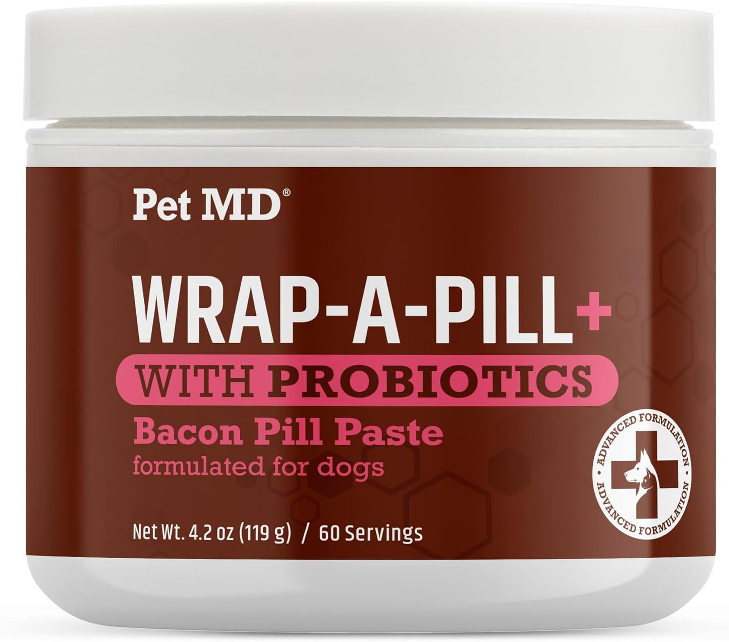 Pet MD Wrap-A-Pill with Dog Probiotics - Pill Wrap for Dogs Medicine - Easy-to-Use Paste to Hide Capsules, Create Pockets and Treats for Dogs - Bacon (4.2oz)