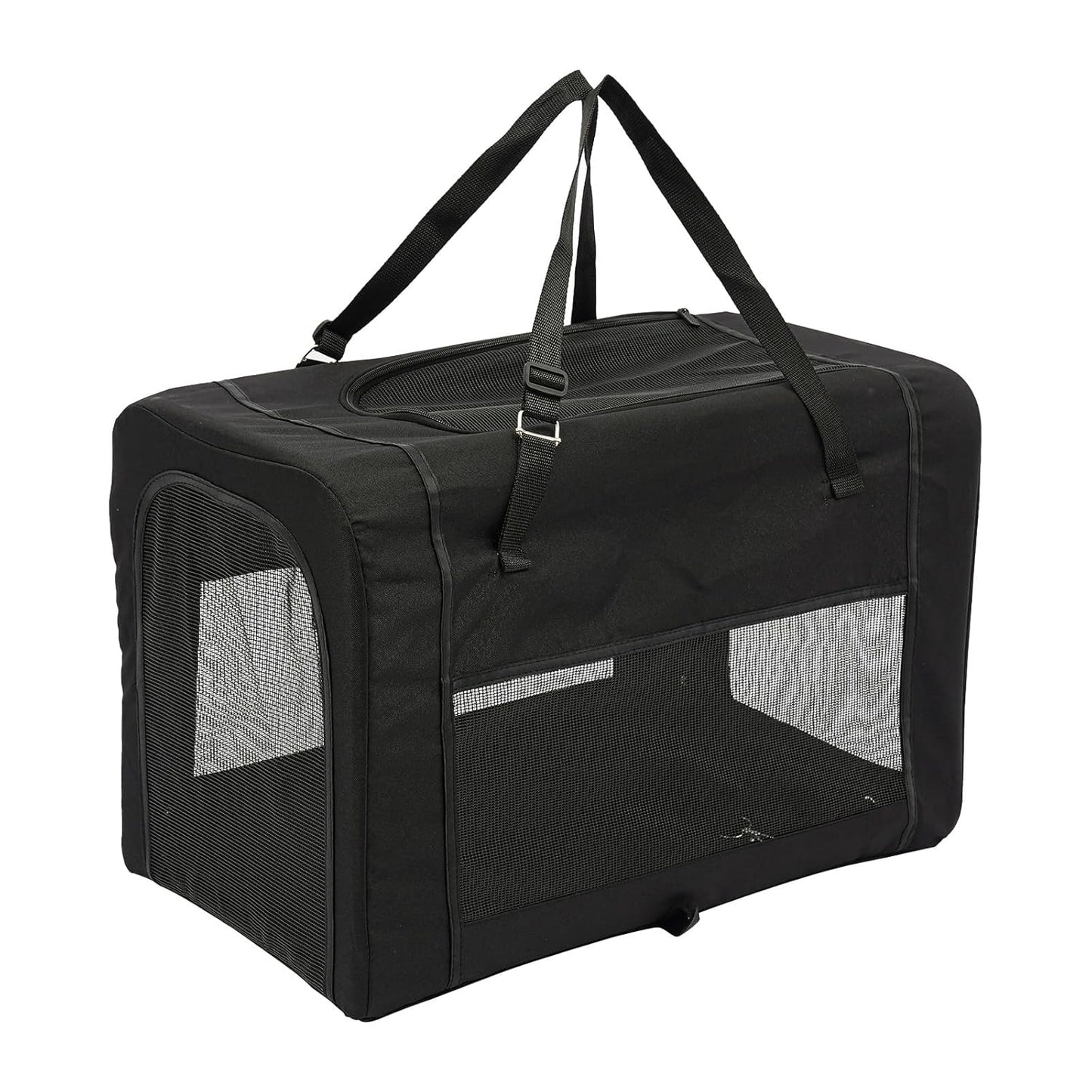 2-Layers Pet Stroller for 2 Cats/Dogs,Foldable Lightweight 77lbs Capacity Carrier, 4 Wheels, Removable Basket & Storage Pocket,for Small Pets (Black)