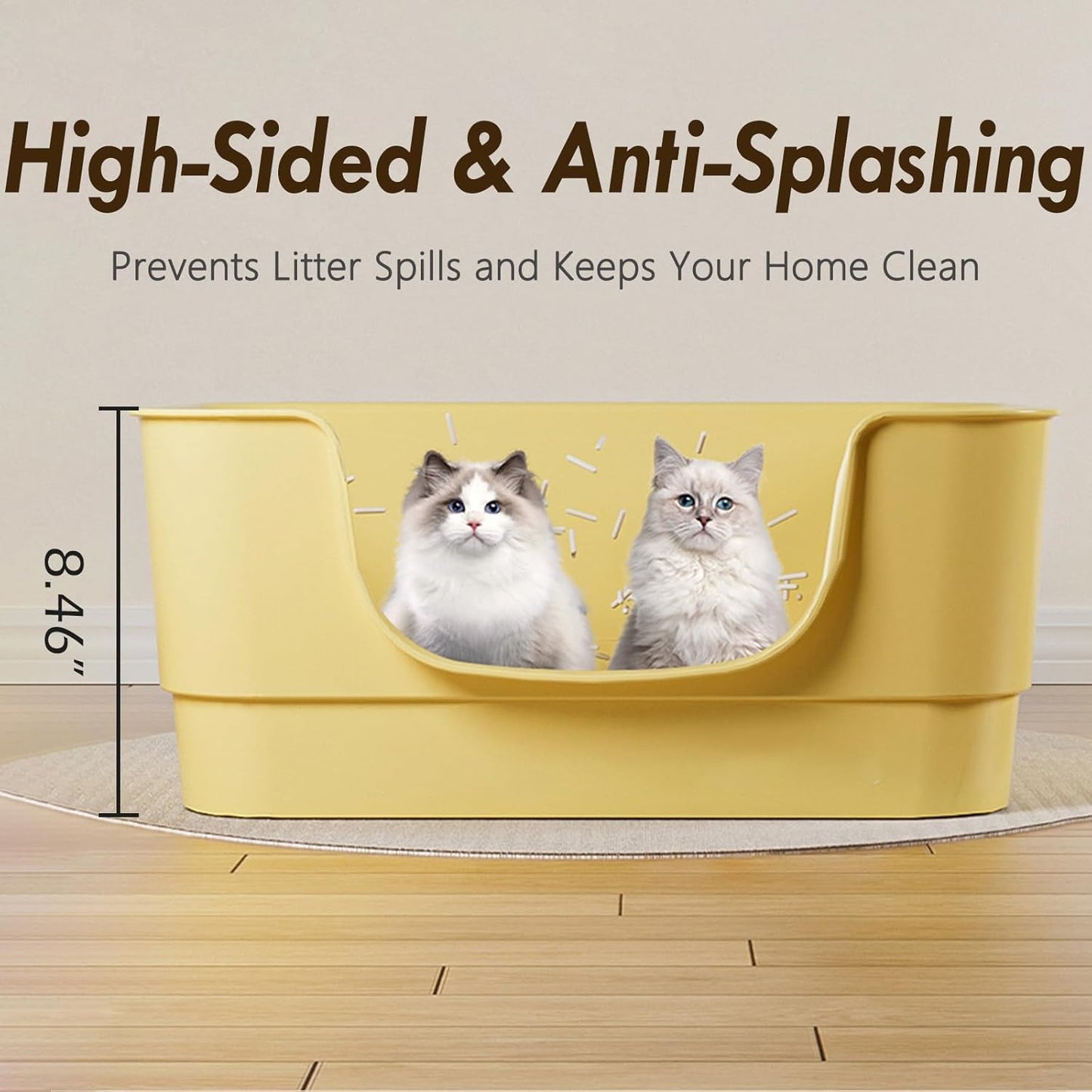 Extra Large Cat Litter Box with High Sides,23.23"×16.34"×8.46",Jumbo Kitty Litter Box with Low Entry,XL Cat Boxes for Indoor Cats,Easy to Clean,Anti-Splashing(White)