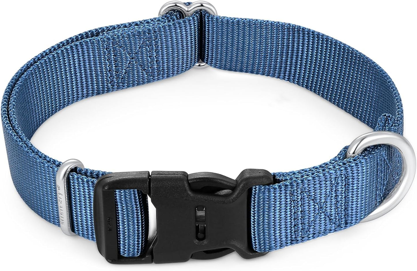Mikivery Nylon Dog Collar with Quick Release Buckle Soft Adjustable Sturdy for Small Medium Large Dogs Haze Blue,L