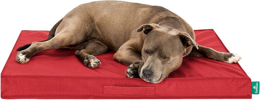 FurHaven Cooling Dog Bed – Large Foam Mattress for Joint Pain Relief, Waterproof Liner, Removable Washable Cover, Durable for Outdoor Use, Deluxe Grid Indoor/Outdoor Bed – Red, Large