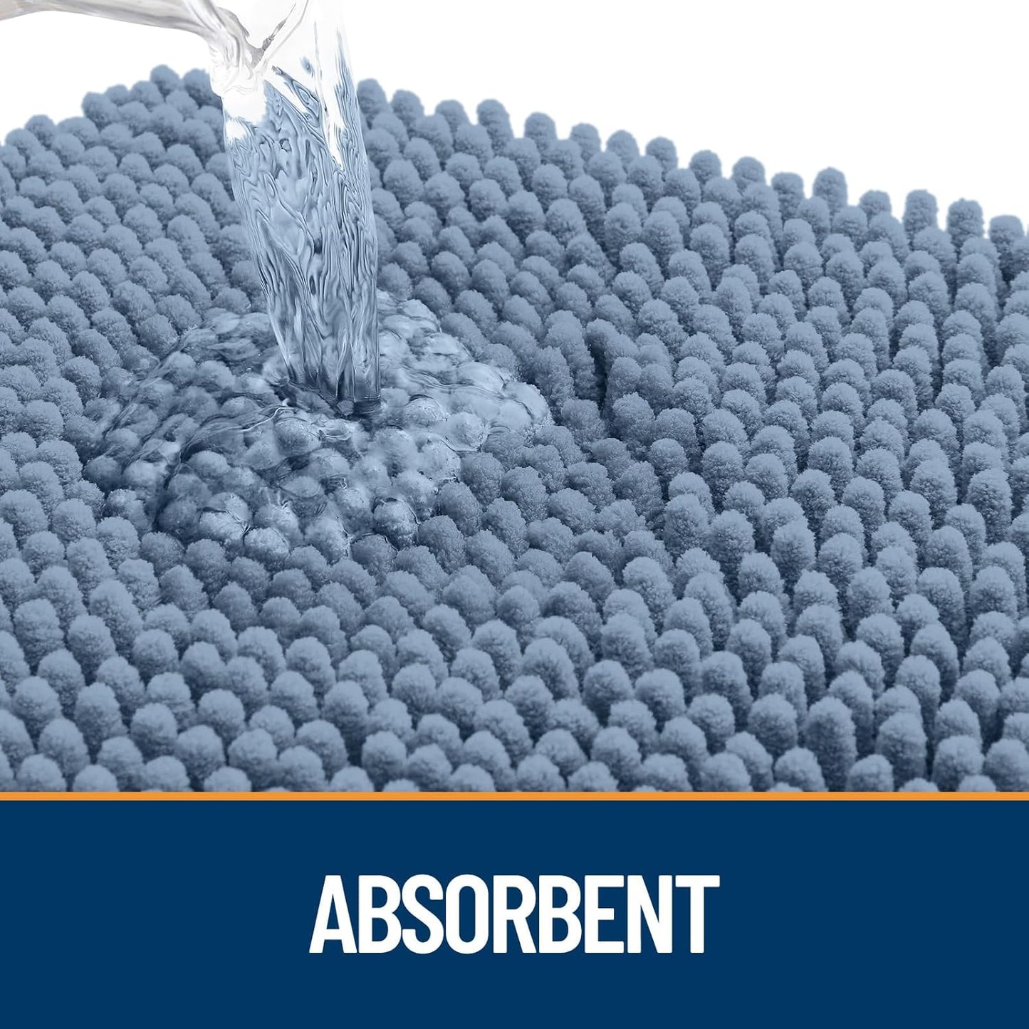 OLANLY Dog Door Mat for Muddy Paws 70x24, Absorbs Moisture and Dirt, Absorbent Non-Slip Washable Doormat, Quick Dry Chenille Mud Mat for Dogs, Entry Indoor Entryway Carpet for Inside Floor, Airy Blue