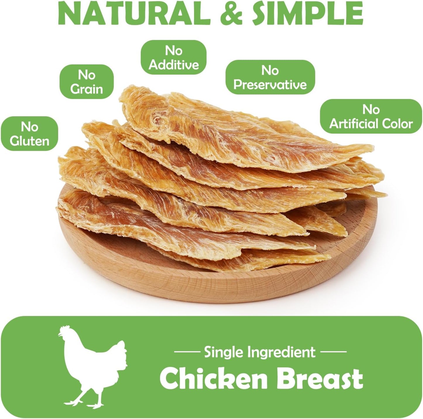 MON2SUN Dog Treats Chicken Jerky, Single-Ingredient, Rawhide-Free, High Protein, Low Fat, Training Treats for Small to Large Dogs, 14.1 oz