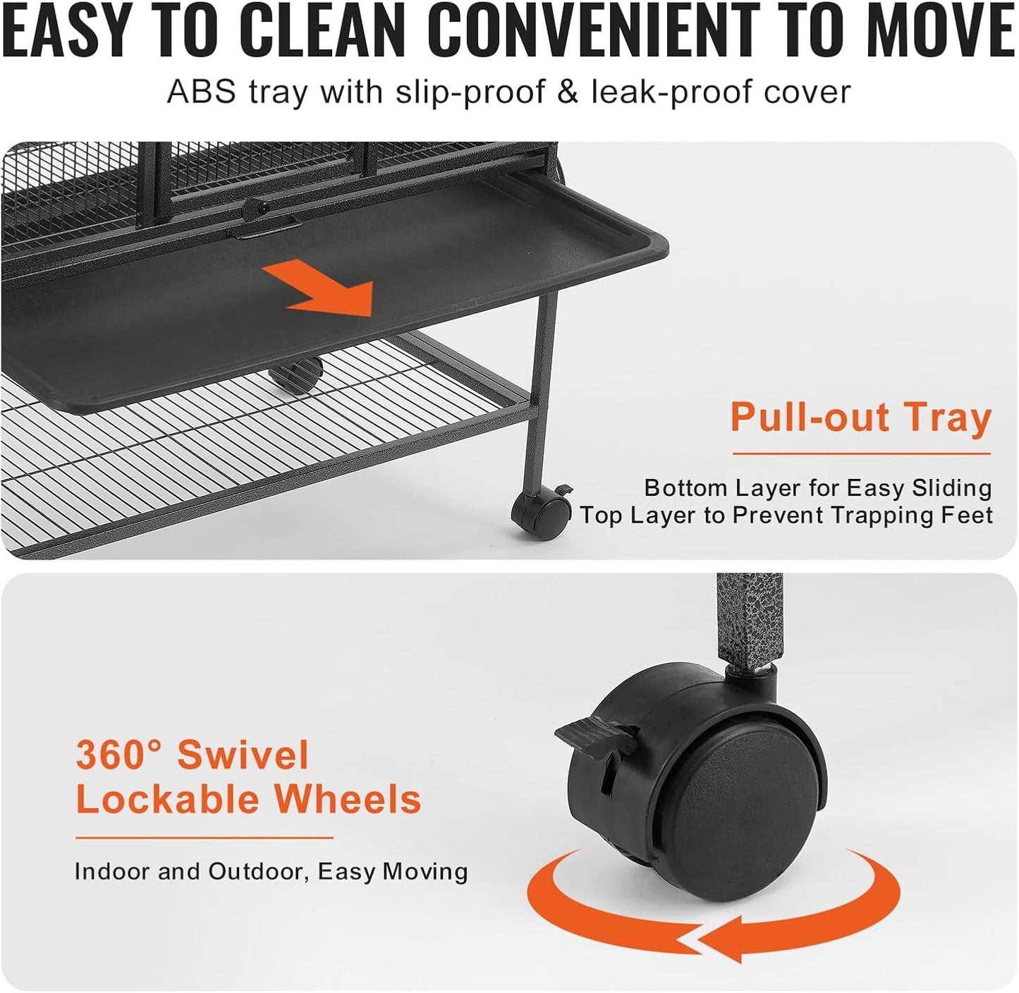 VEVOR 69" Rolling Metal Ferret Cage, Large 4-Tier Critter Nation Cage, Small Animal Cage with Ramps & Tray, Easy to Set up for Pet Mice, Hamster, Guinea Pig, Chinchilla, Squirrel, Hedgehogs, Bunny
