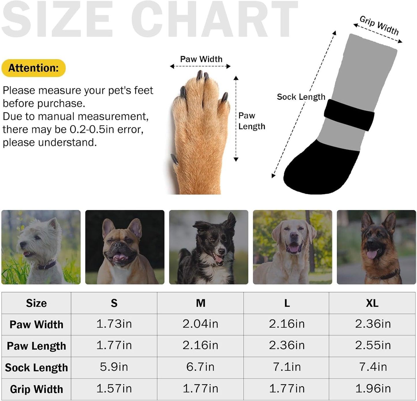 SCENEREAL Anti Slip Dog Boots & Paw Protectors for Hardwood Floor, Extended Dog Socks to Prevent Licking Paws, Waterproof Pet Snow Rain Shoe for Winter Small Puppy Senior Dogs, Grey S