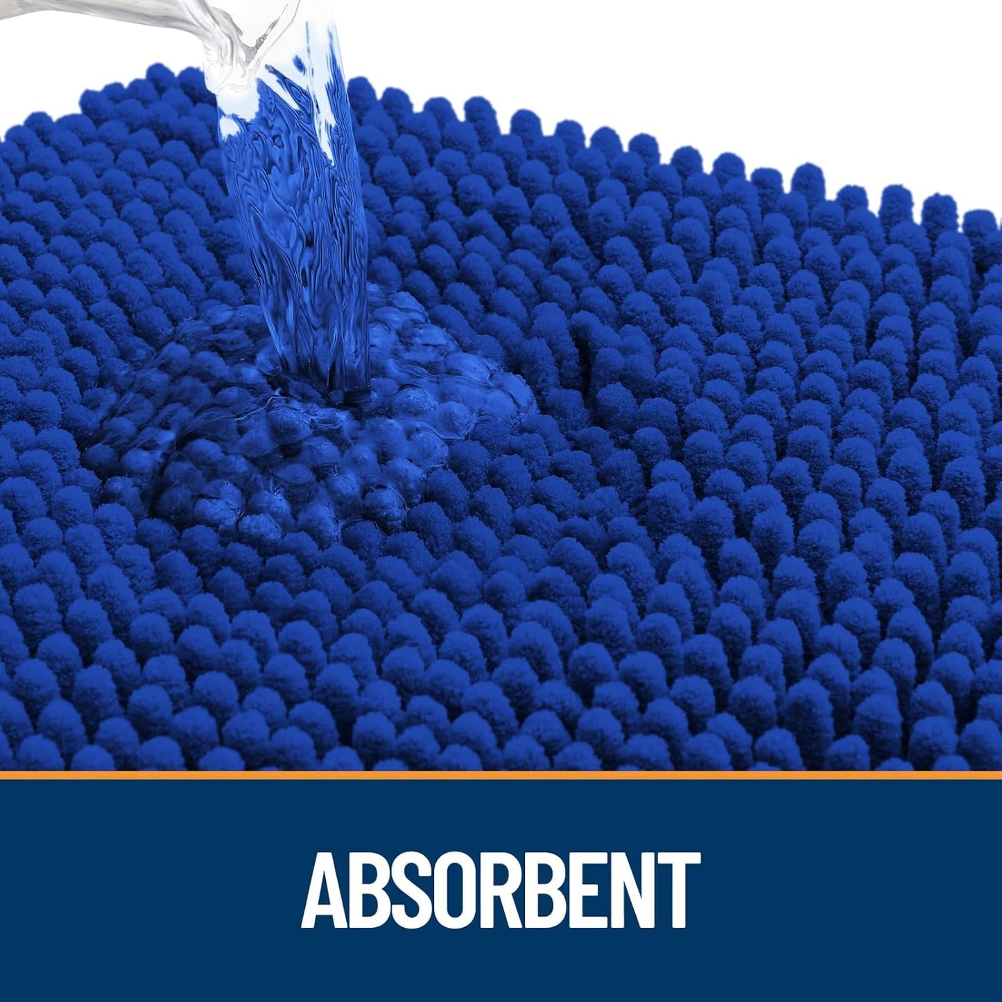 OLANLY Dog Door Mat for Muddy Paws 36x24, Absorbs Moisture and Dirt, Absorbent Non-Slip Washable Doormat, Quick Dry Chenille Mud Mat for Dogs, Entry Indoor Entryway Carpet for Inside Floor, Royal Blue