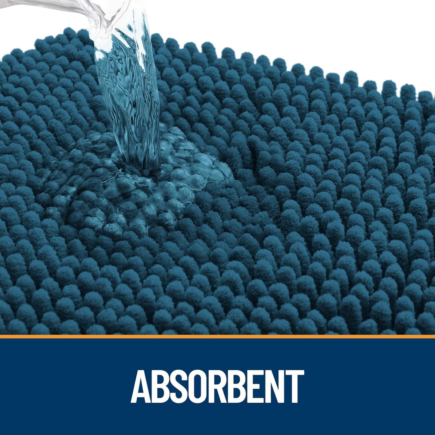 OLANLY Dog Door Mat for Muddy Paws 59x35, Absorbs Moisture and Dirt, Absorbent Non-Slip Washable Doormat, Quick Dry Chenille Mud Mat, Entry Indoor Entryway Carpet for Inside Floor, Atlantic Blue