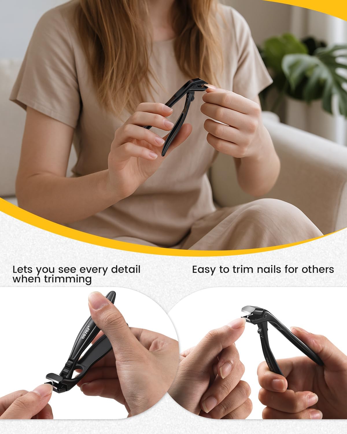 BEZOX Toe Nail Clippers for Thick Nails for Seniors with Safety Lock – Ergonomic Design Curved Cutting Jaw Toenail Clippers for Thick Nails for Comfortable, Safe, and Precise Trimming - Black