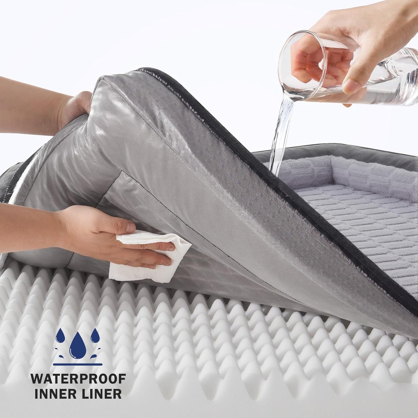 FURTIME Orthopedic Dog Beds Large Sized Dog, XL Washable Dog Sofa Bed for Large Dogs, Comfy Supportive Egg-Crate Foam Pet Couch Bed with Removable Cover, Waterproof Lining and Nonskid Bottom