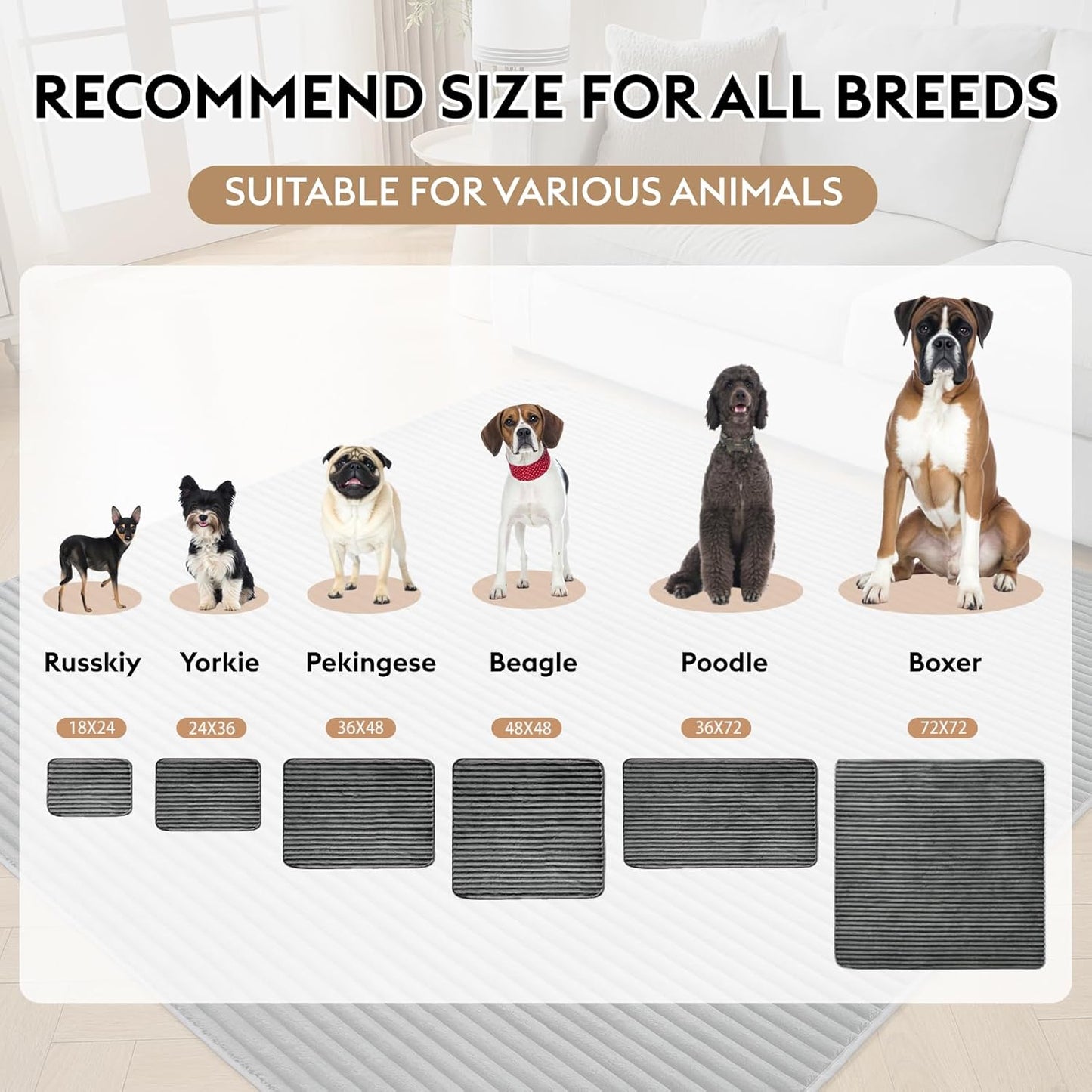 Flannel Washable Pee Pad for Dogs - 2 Pack Reusable Dog Pee Pads Extra Large, Fast Absorb Pet Playpen Mat with Non-Slip Back, Waterproof Puppy Training Pad. (Dark Grey, 48" X 48")