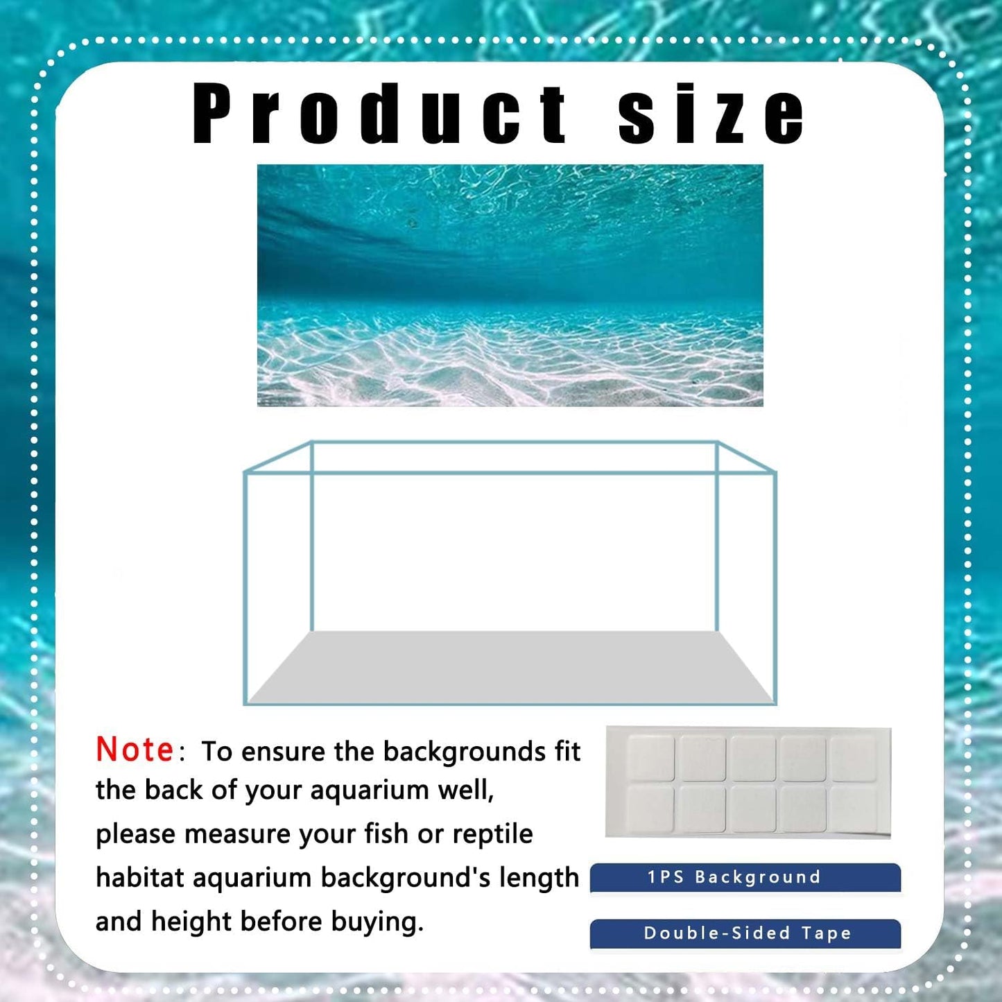 30X18IN Natural Undersea Aquarium Background, Undersea Beach Fish Tank Background, with 8 EVA Double-Sided Tape