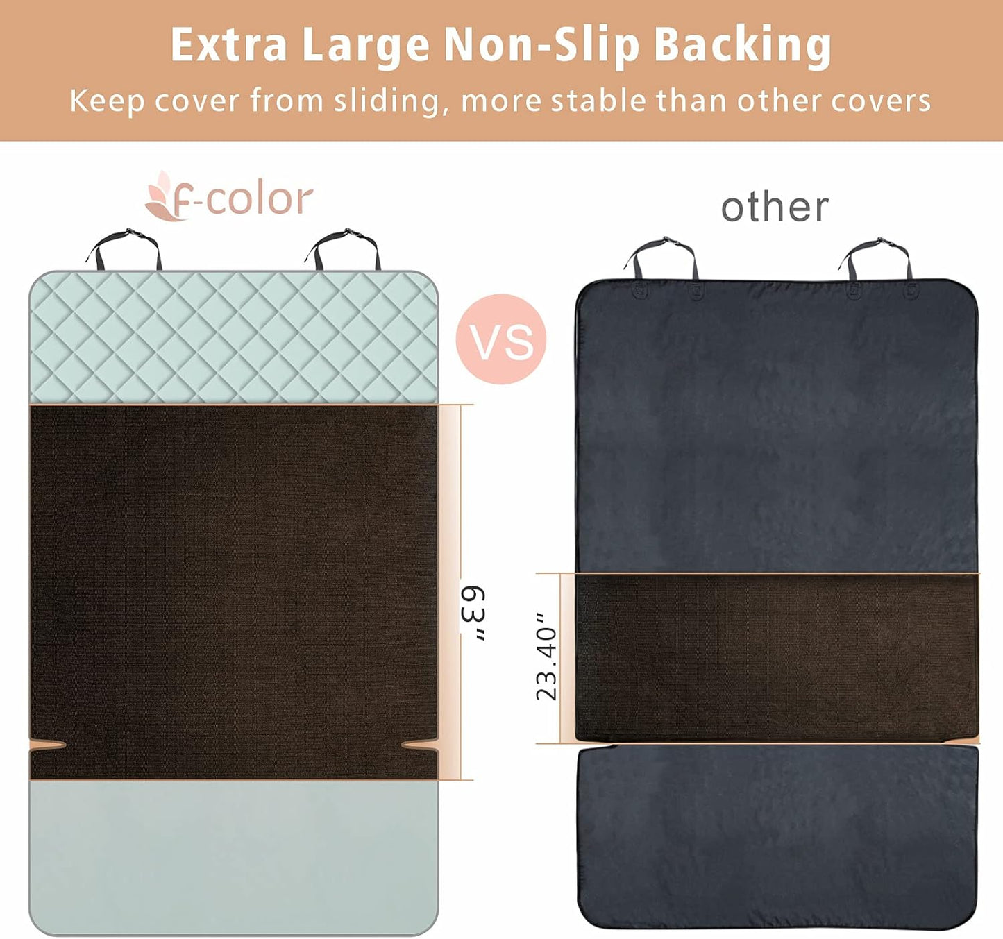 F-color SUV Cargo Liner for Dogs, Water Resistant Pet Cargo Cover Dog Seat Cover Mat for SUVs Sedans Vans with Bumper Flap Protector, Non-Slip, Large Size Universal Fit, Grey