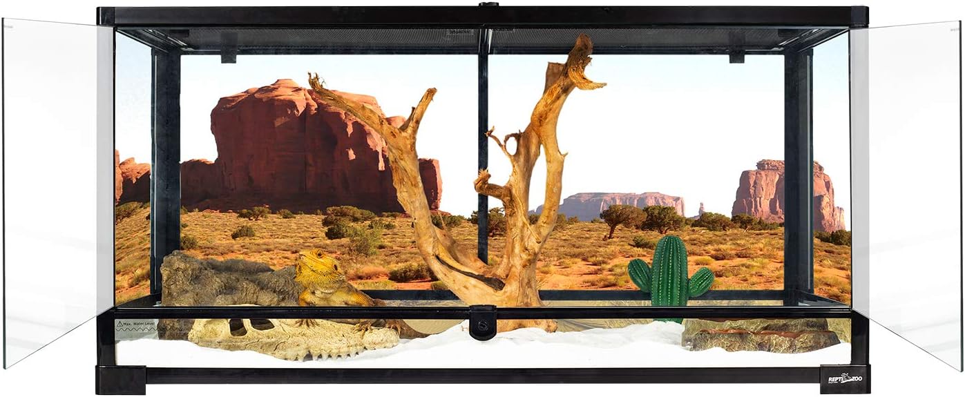 REPTI ZOO 50 Gallon Reptile Glass Terrarium Tank Double Hinge Door with Screen Ventilation Large Reptile Terrarium 36" x 18" x 18"(Knock-Down)