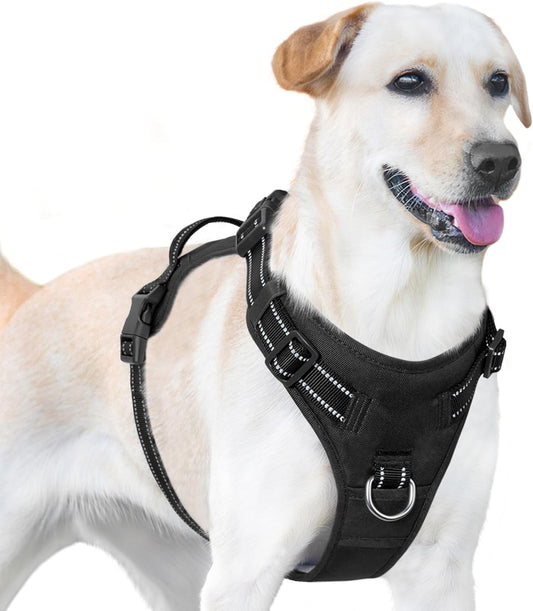 No Pull Dog Harness, Reflective Puppy Vest for Small Medium Large Sized Dog(Black,XL)