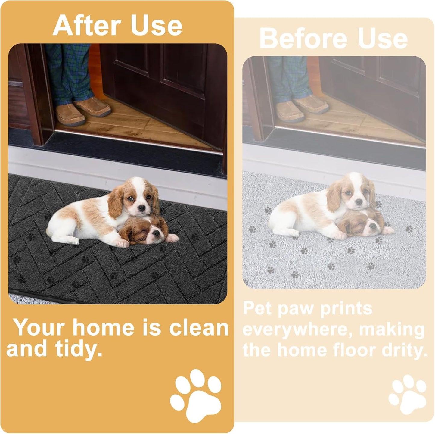 Tindbea Dog Mat for Muddy Paws,Absorbs Moisture Dirt Non-Slip Washable Mud Mat for Dogs,Soft Rubber Backing Front Inside Pet Rug for Entryway, Mud Dog Paws, Patio(24"x59",Charcoal)