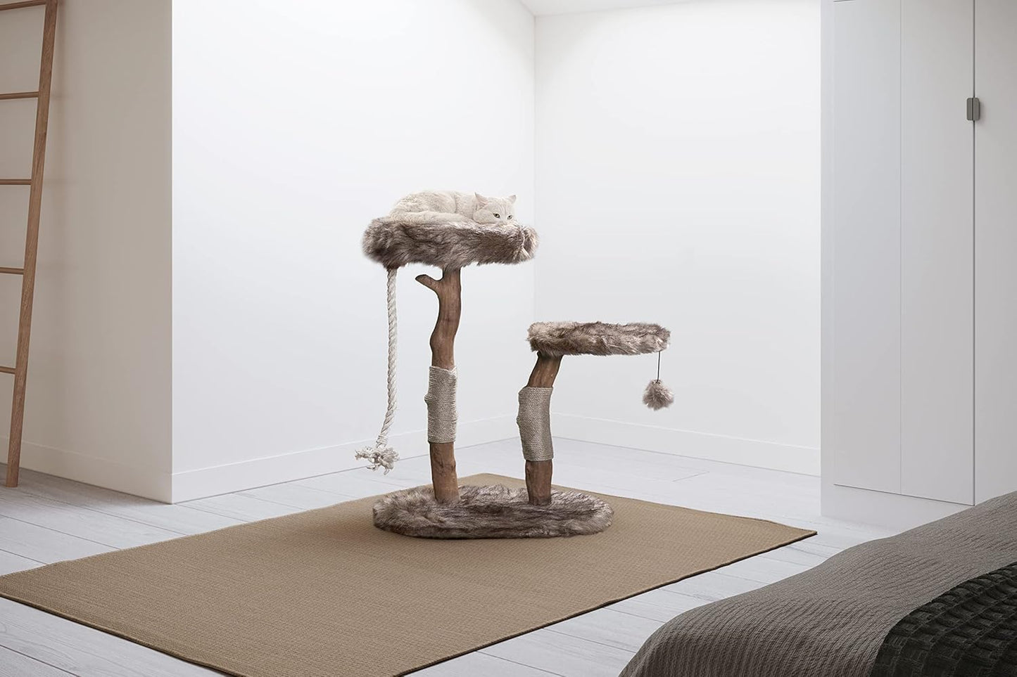 Mau Lifestyle Modern Cat Tree Tower - Natural-Branch Cat Condo & Luxury Wood Cat Scratching Tree - Luxury Cat Gifts by Mau Lifestyle