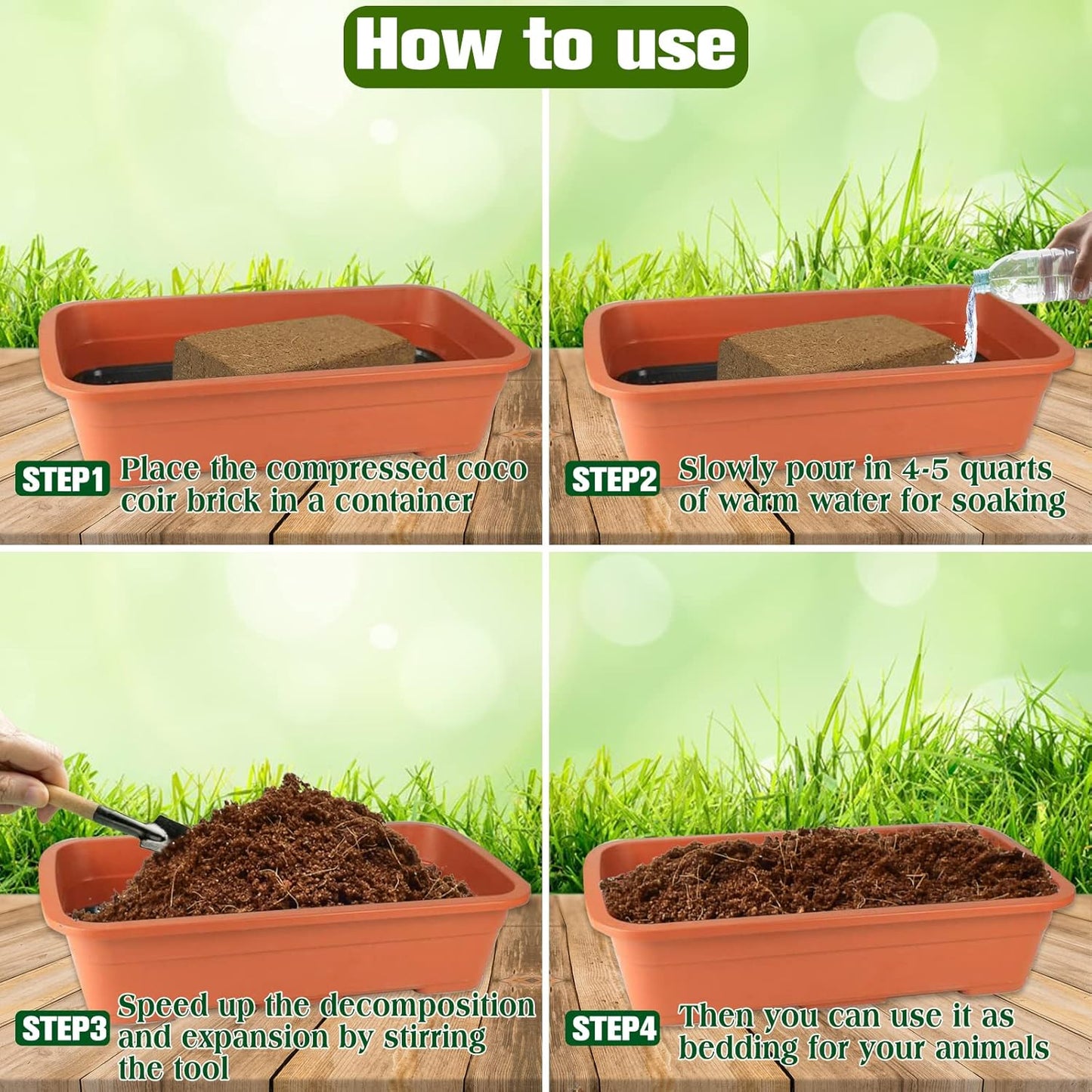 ZeeDix 6Pcs Compressed Coconut Fiber Substrate for Reptiles, 100% Organic Coco Coir Fiber Brick Substrate Fluffy Bearded Dragon Tortoise Snake Terrarium Substrate Loose Natural Husk Terrarium Bedding