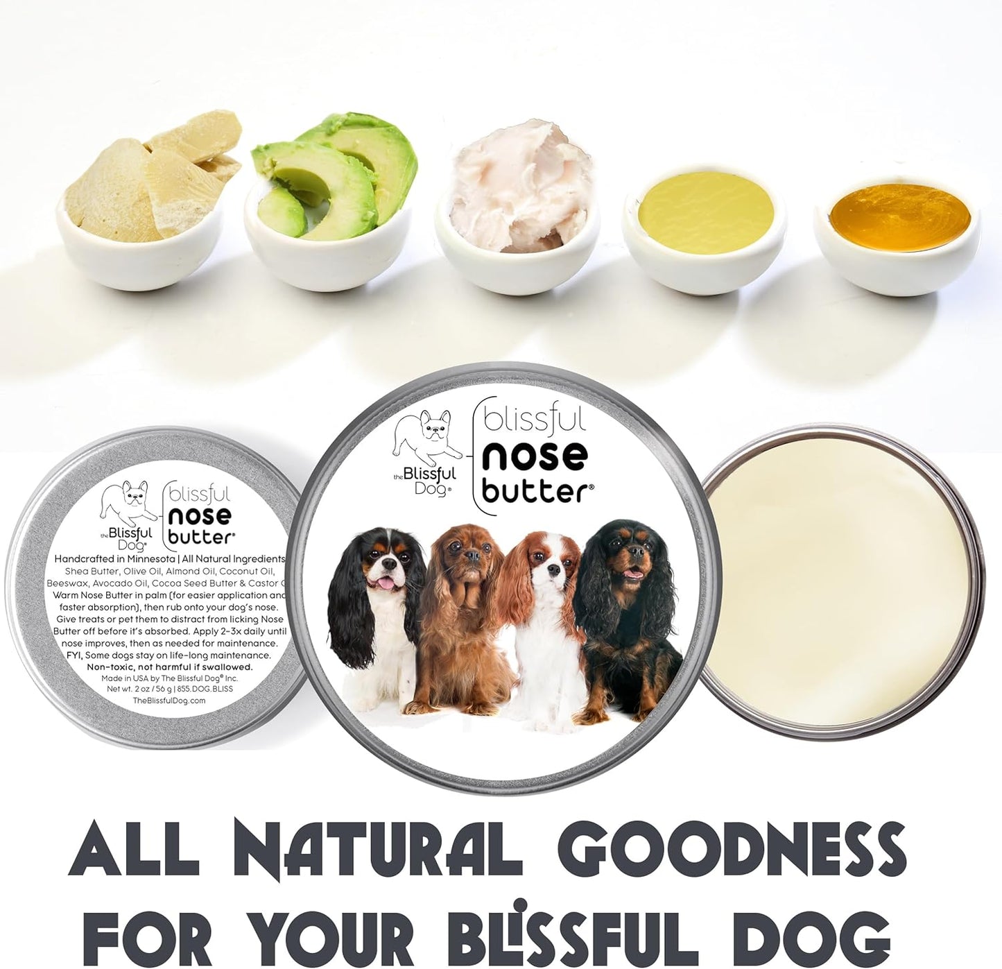 The Blissful Dog Cavalier King Charles Spaniel Nose Butter, Versatile Dog Nose Balm for Dry Nose, Handcrafted Nose Moisturizer, Easy-to-Apply Dog Essentials, Unscented, 2 oz.