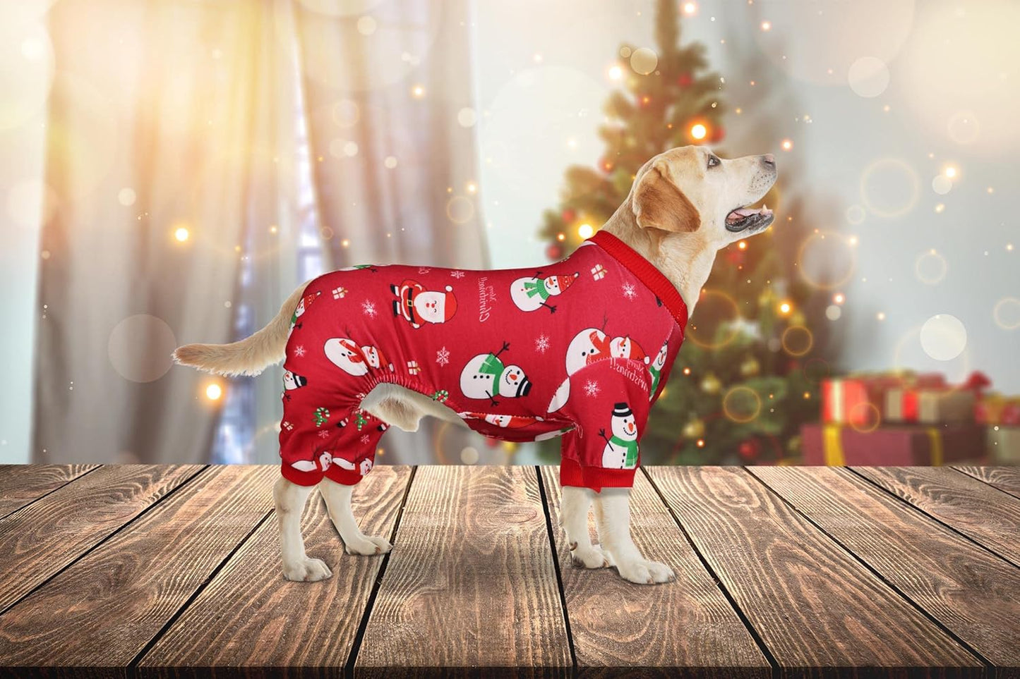 Dog Christmas Pajamas Snowman Pet Clothes Costumes Pjs Stretchy Funny Pet Costumes Outfit Dog Pajamas for Large Dogs(L)