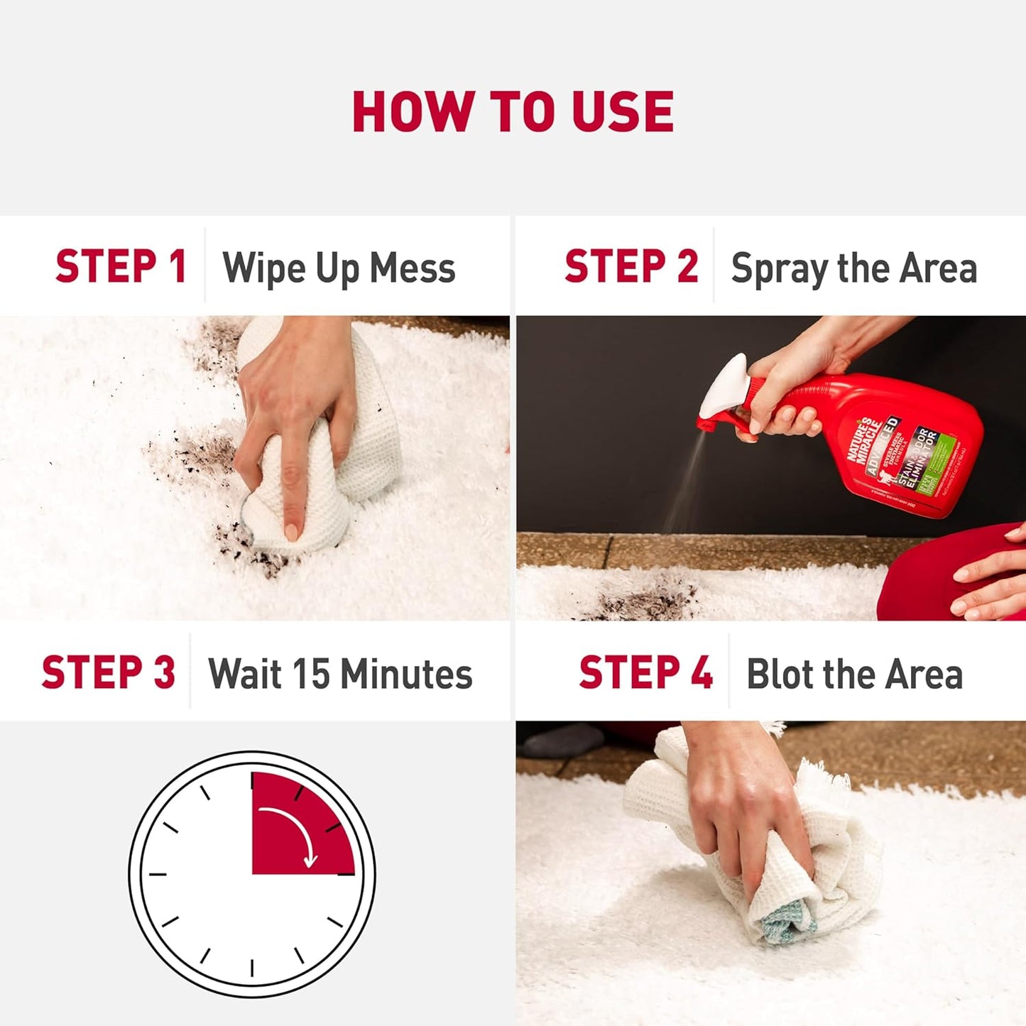 Nature’s Miracle Advanced Stain and Odor Eliminator Dog Spray, Fresh Scent, Severe Mess Enzymatic Formula For Tough Pet Messes, 32 Ounces