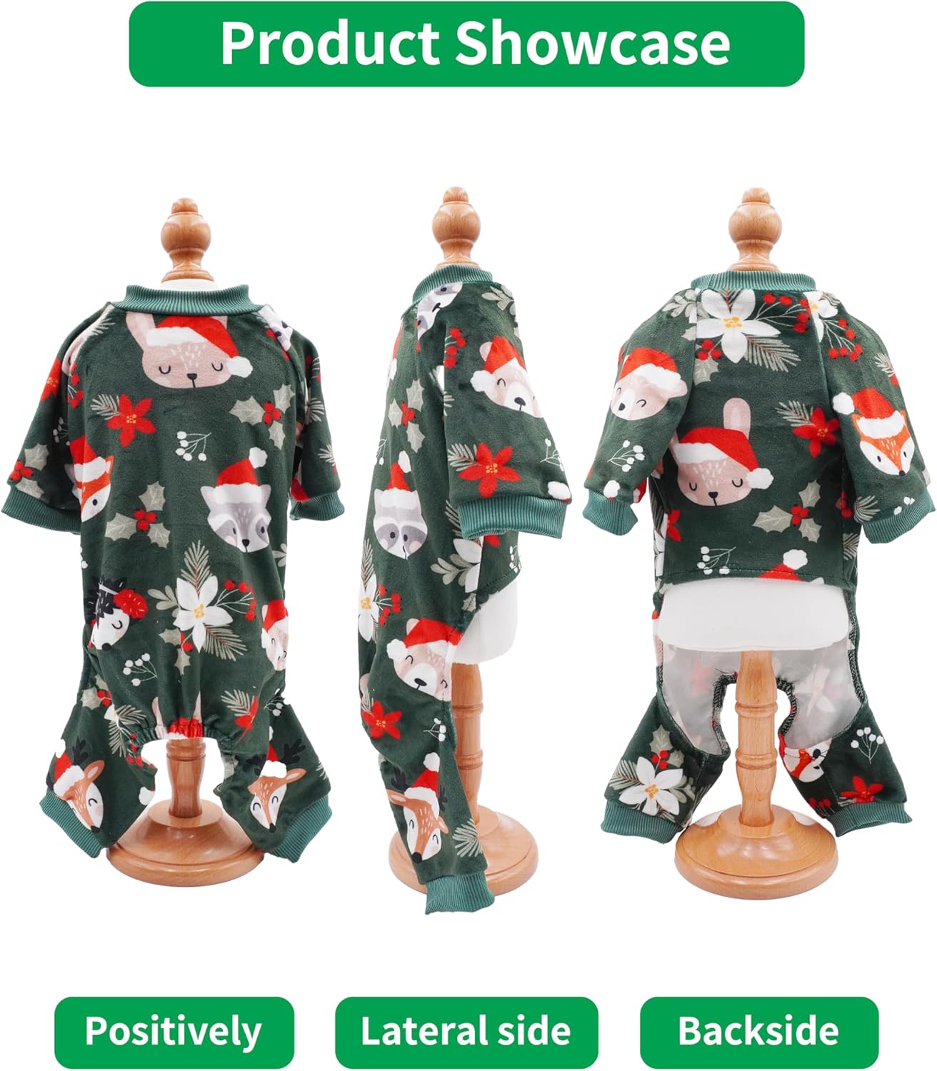 PET SHOW 4 Pack Christmas Small Dog Pajamas Holiday Dog Clothes Doggies Soft Stretchy PJs Xmas Jumpsuit Puppy Cats Girl Boy Onesies Red Green Outfits with Sleeve Pets Dachshund Costume XS