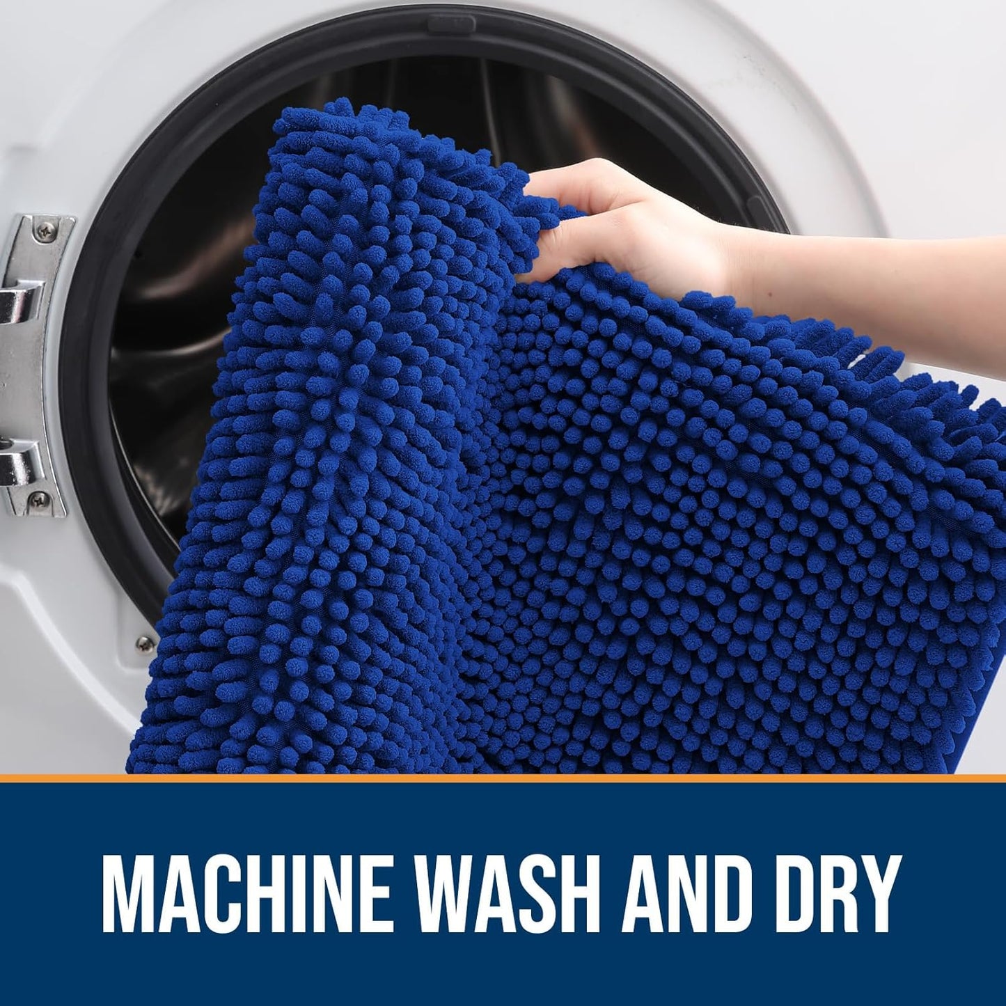 OLANLY Dog Door Mat for Muddy Paws 36x24, Absorbs Moisture and Dirt, Absorbent Non-Slip Washable Doormat, Quick Dry Chenille Mud Mat for Dogs, Entry Indoor Entryway Carpet for Inside Floor, Royal Blue