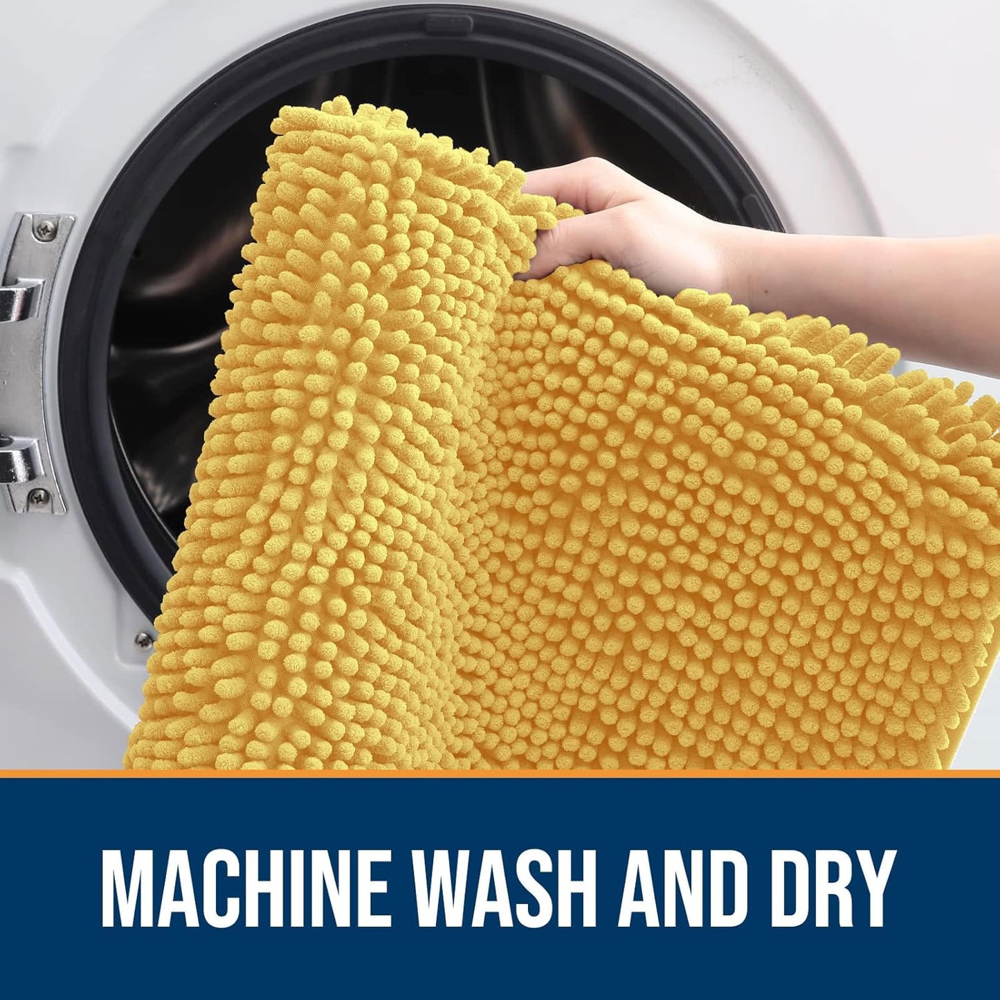 OLANLY Dog Door Mat for Muddy Paws 59x20, Absorbs Moisture and Dirt, Absorbent Non-Slip Washable Doormat, Quick Dry Chenille Mud Mat for Dogs, Entry Indoor Entryway Carpet for Inside Floor, Yellow