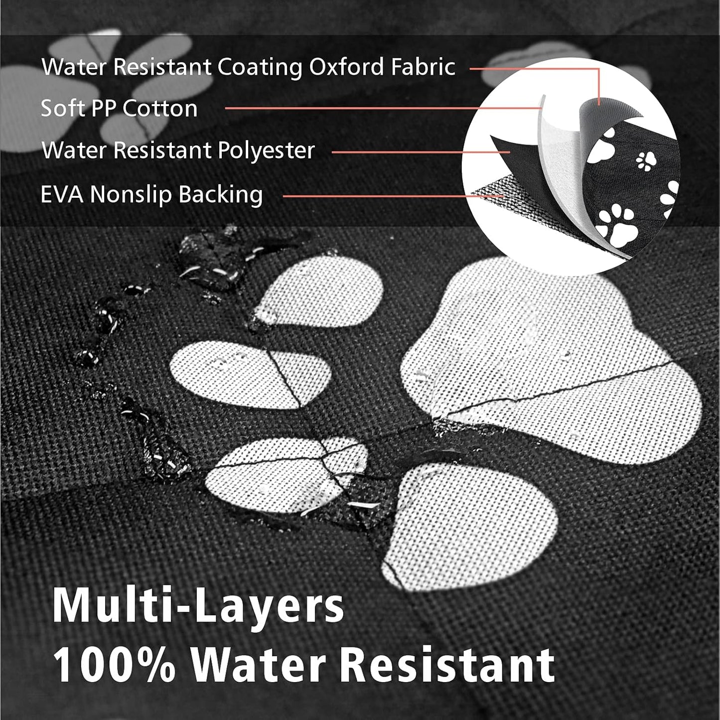 F-color SUV Cargo Liner for Dogs, Water Resistant Pet Cargo Cover Dog Seat Cover Mat for SUVs Sedans Vans with Bumper Flap Protector, Non-Slip, Large Size Universal Fit, Paw Print