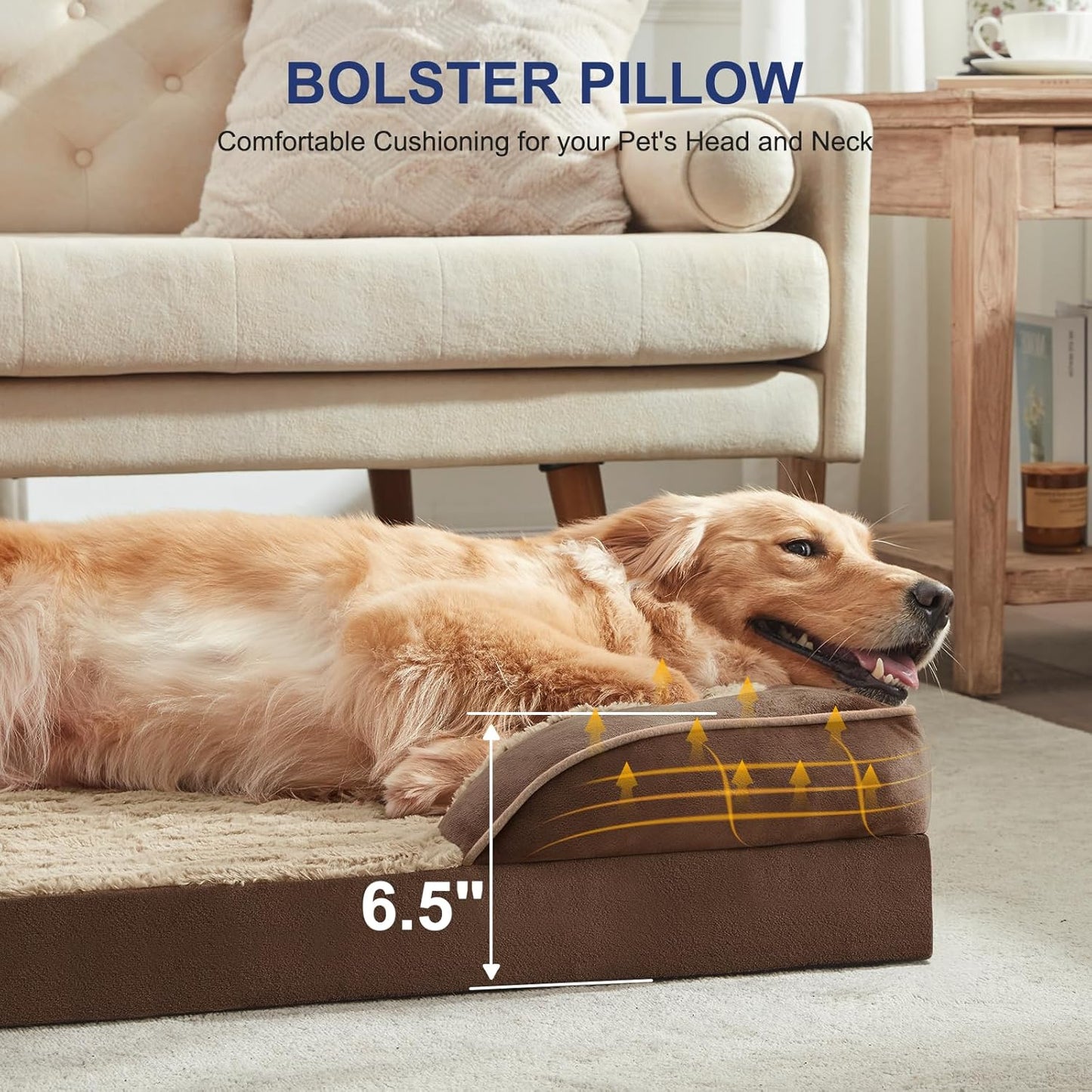 FURTIME Orthopedic Bed for Large Dogs, XL Washable Dog Beds Large Sized Dog, Comfy Supportive Foam Pet Couch Bed with Removable Washable Cover, Waterproof Extra Large Sofa Bed Foam and Nonskid Bottom