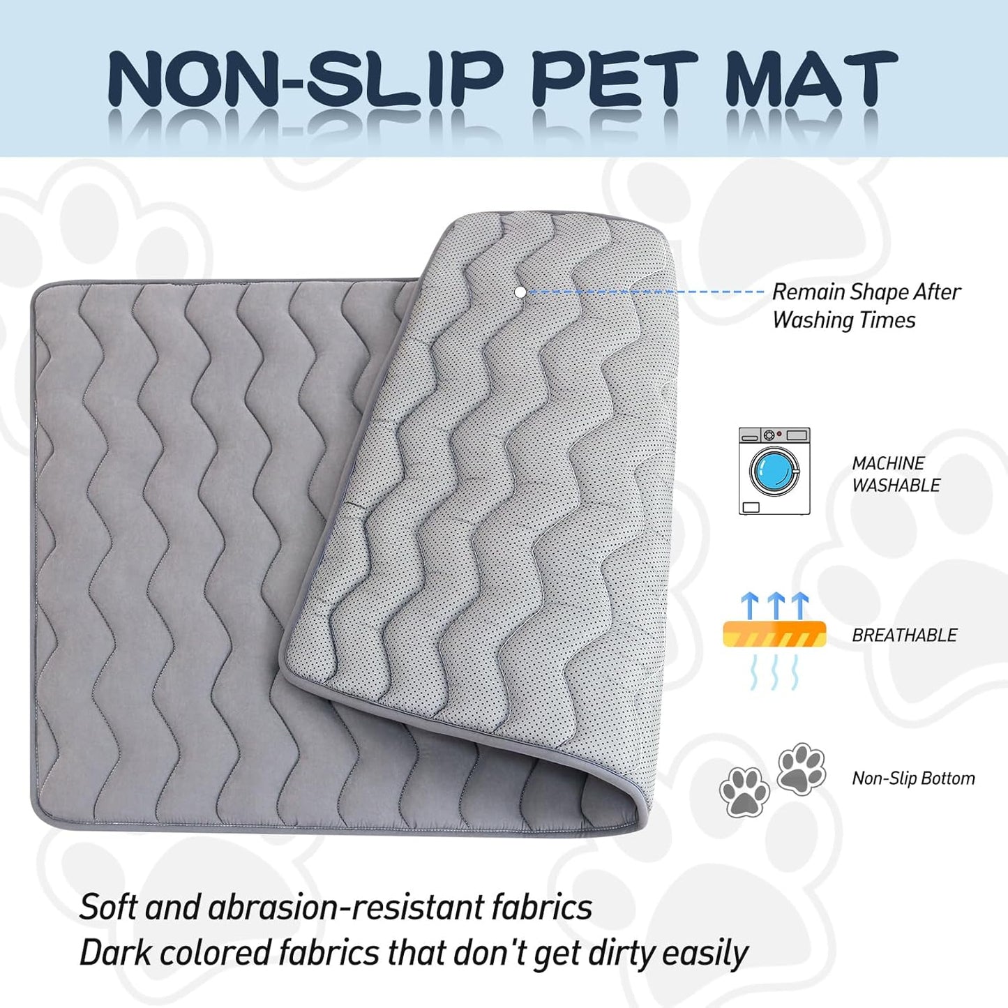Bubble bear Dog Crate Mat - Upgraded Thick, Ultra Soft, Washable & Anti-Slip Kennel Pad for Small/Medium/Large Dogs, Dark-Hued to Hide Stains (48"x30")