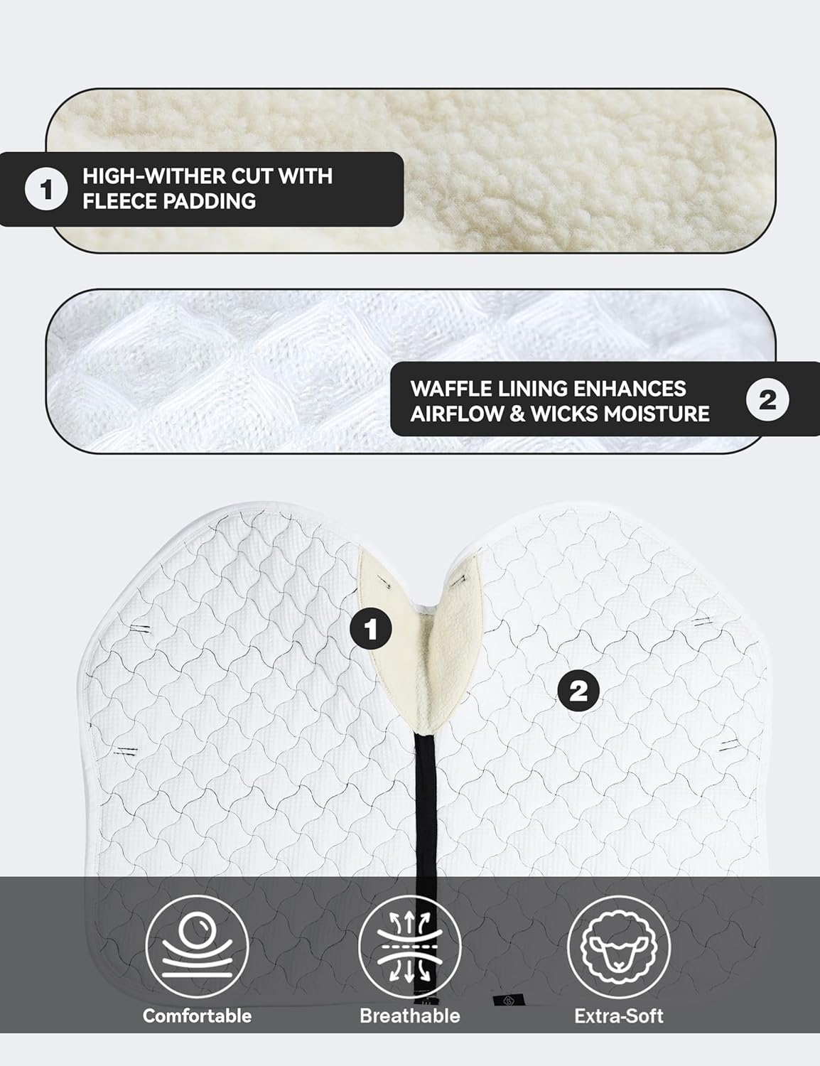 Close Contact Non-Slip Design Horse Riding Pad Moisture-Wicking Shock Absorbing English Saddle Pad for Horses