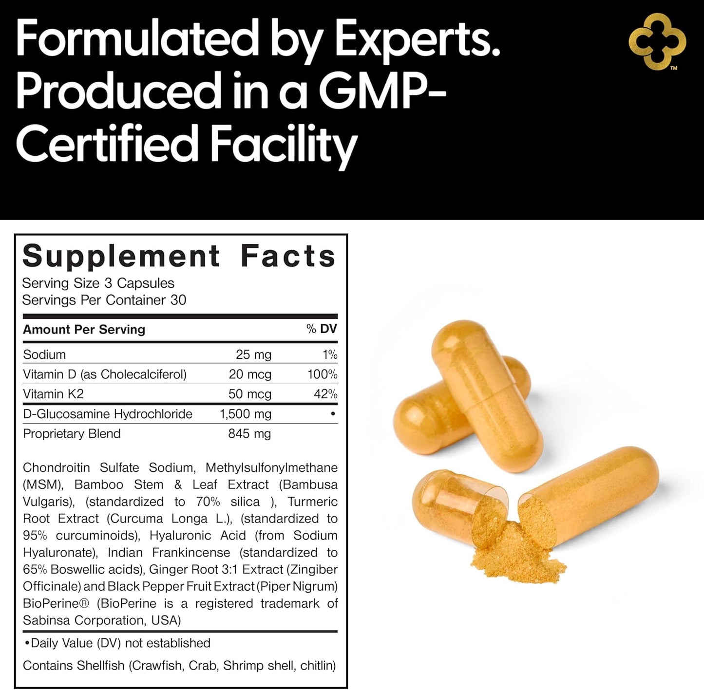 Glucosamine Chondriotin MSM All-in-One Joint Support Supplement Turmeric, Hyaluronic Acid, Boswellia, Ginger Root, Bamboo, BioPerine, Black Pepper, Supports Joint Health & Flexibility 90 Count