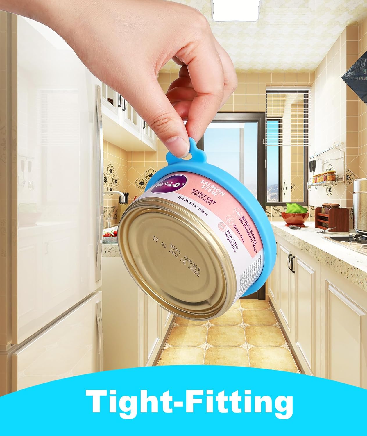 COMTIM Cat Food Can Covers Lids for 5.5 oz Cans, 2 Pack Silicone Cat Food Can Lids for 5.5 oz 5.3 oz Cans...Pet Food Can Covers Reusable Can Toppers Savers for Wet Food