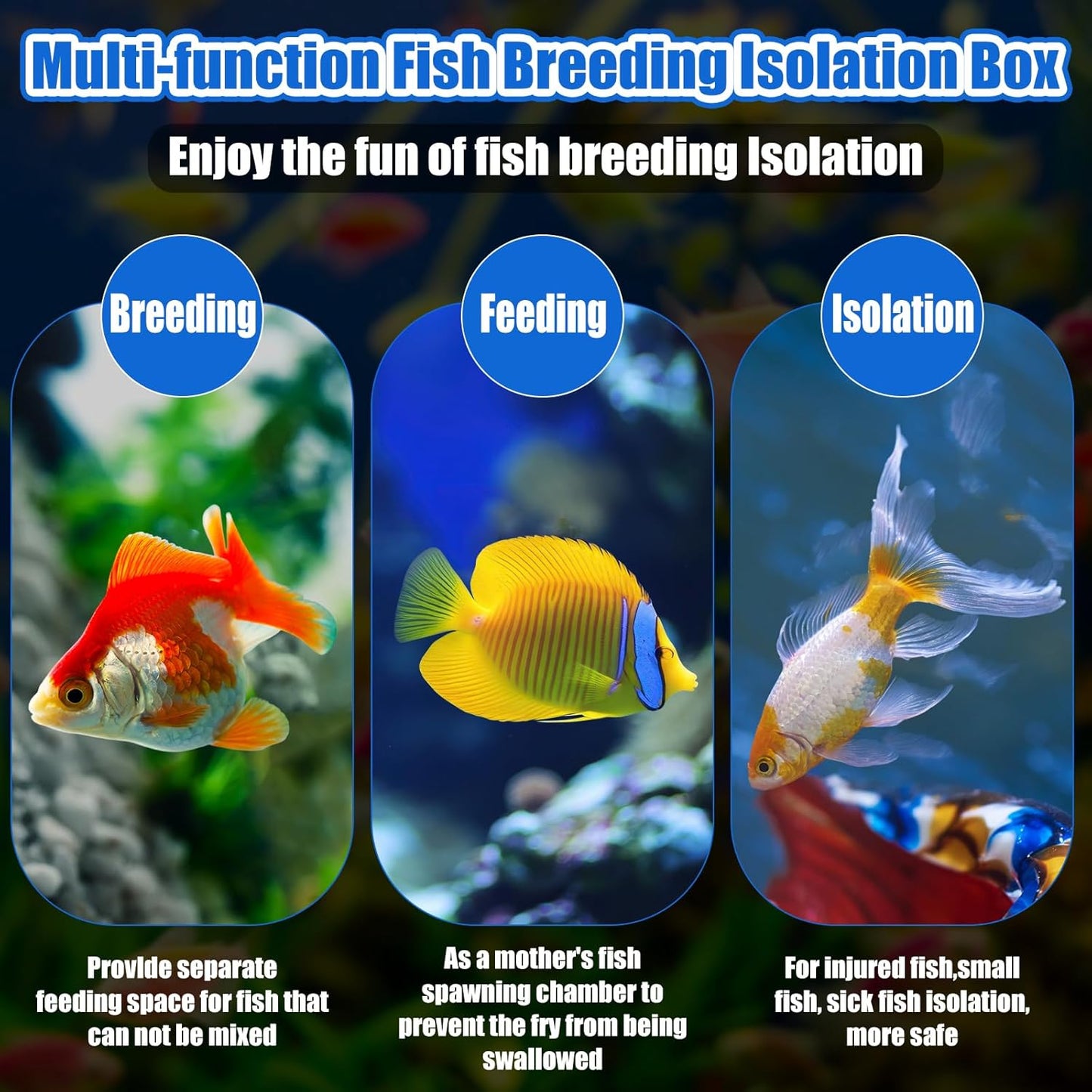 2 Pcs Breeder Box for Fish Tank Aquarium Breeder Separation Net Breeding Box with Suction Cup for Small Fish Shrimp Clownfish Guppy(White,M)