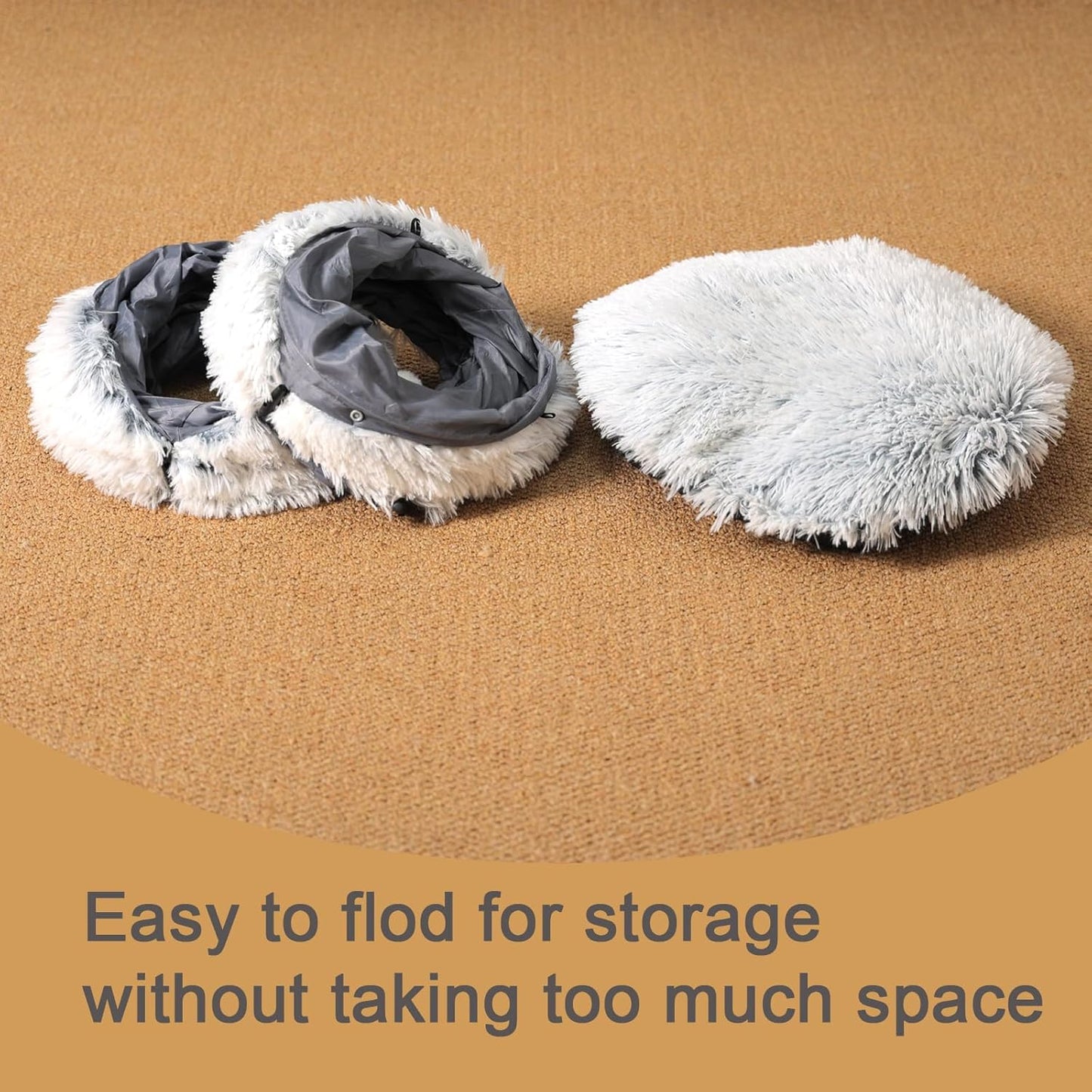 Cat Tunnel with Cat Bed for Indoor Cats, Soft Plush Peekaboo Cat Cave Donut Tunnel, Multifunctional Playground Toys Hideplace for Small Medium Large Kittens, Rabbit, Ferret